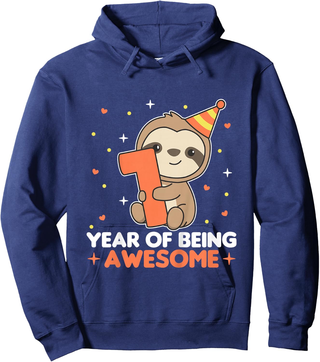 Sloth 1st Birthday For Kids One Year Old Sloth Hoodie - Hoodie | Navy