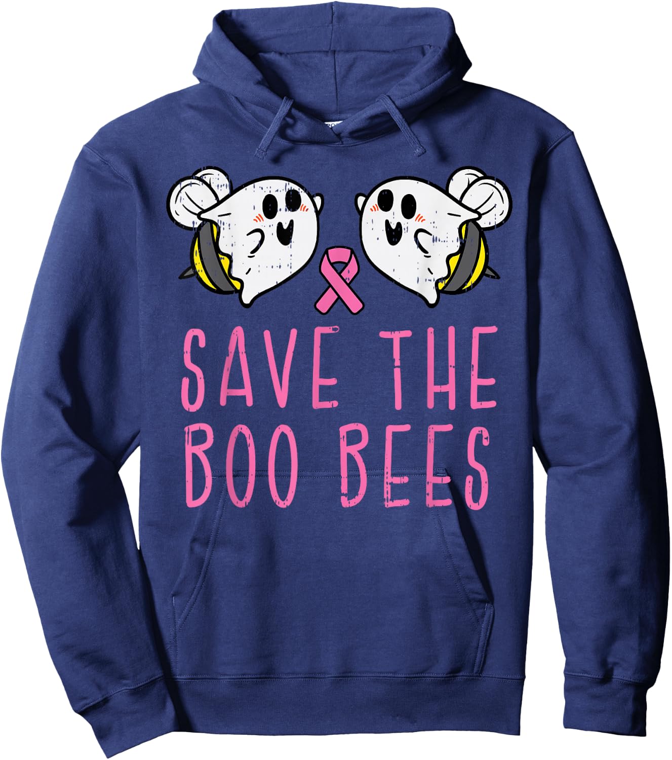 Save The Boo Bees Fun Halloween Breast Cancer Awareness Gift Hoodie - Hoodie | Navy