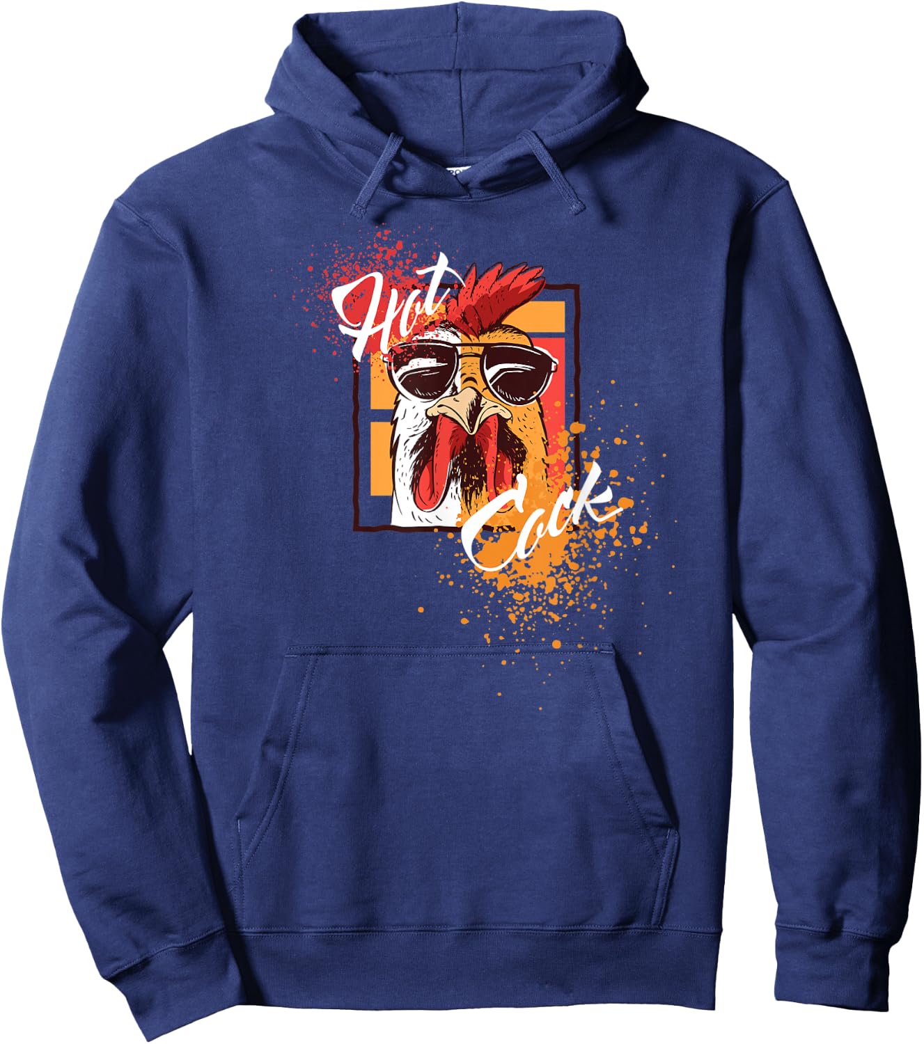 Hot Cock Rooster Sunglasses funny Gift Chicken Farmer Hoodie - Hoodie | Navy