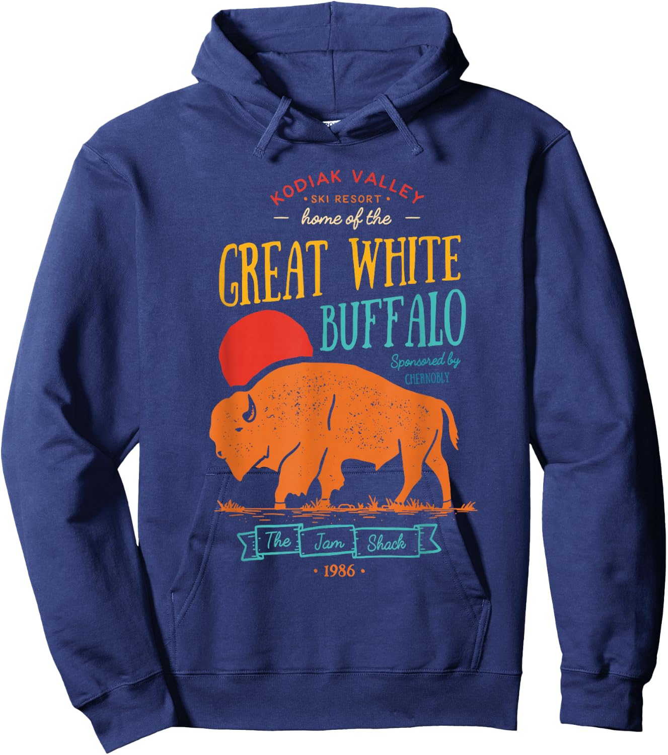 Kodiak Valley Ski Resort Home Of The Great White Buffalo Hoodie - Hoodie | Navy
