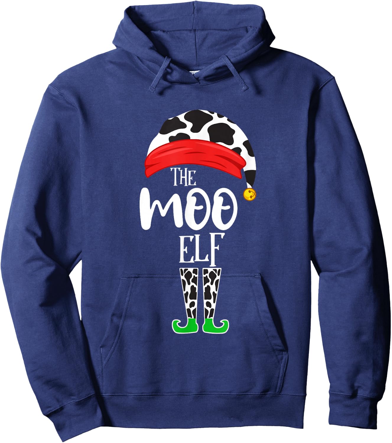 The Elf Moo Cow Funny Christmas Elf Family Matching Hoodie - Hoodie | Navy