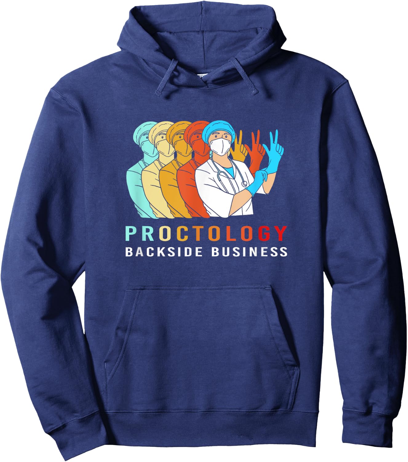 Proctology Backside Business Retro Funny Proctologist Hoodie - Hoodie | Navy