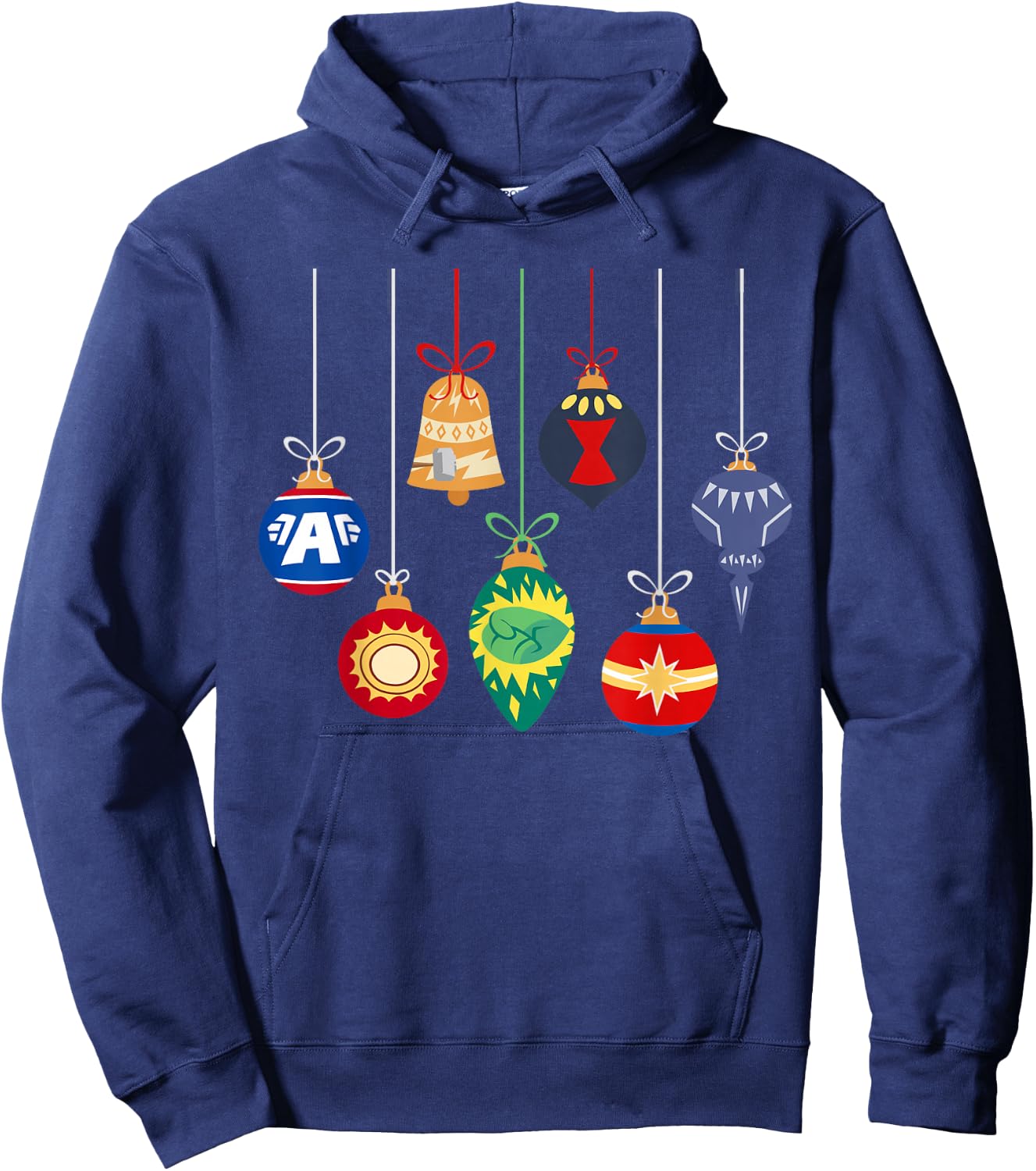 Marvel Holiday Christmas Avengers Team Festive Ornaments Hoodie - Hoodie | Navy