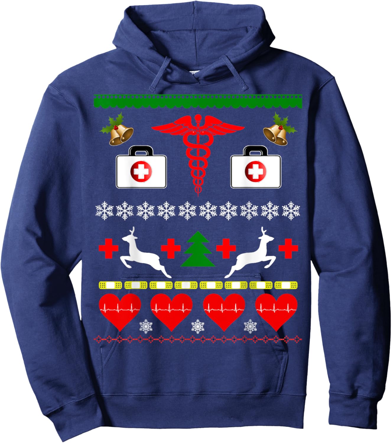 Ugly Christmas Design Nurse Doctor Medical Profession Hoodie - Hoodie | Navy