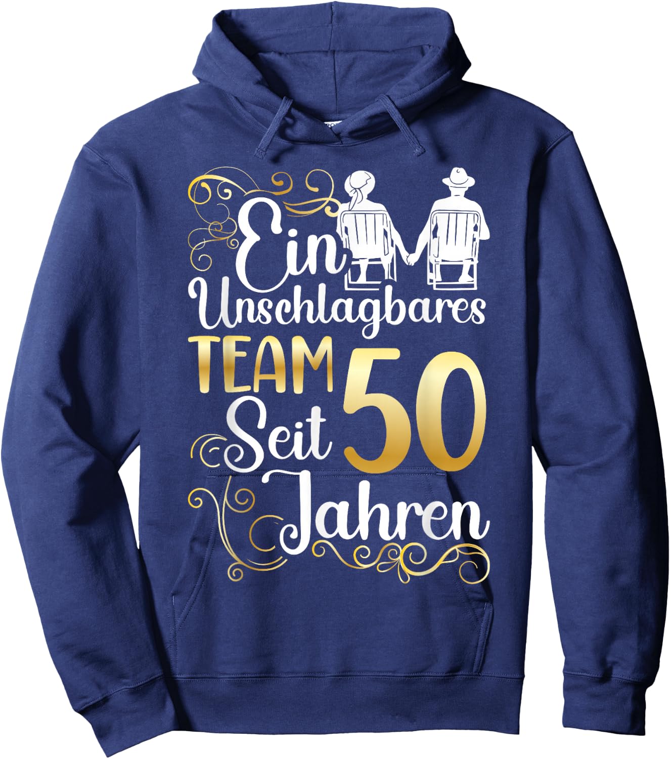 Golden Wedding 50 Years Married Wedding Anniversary , black Hoodie - Hoodie | Navy