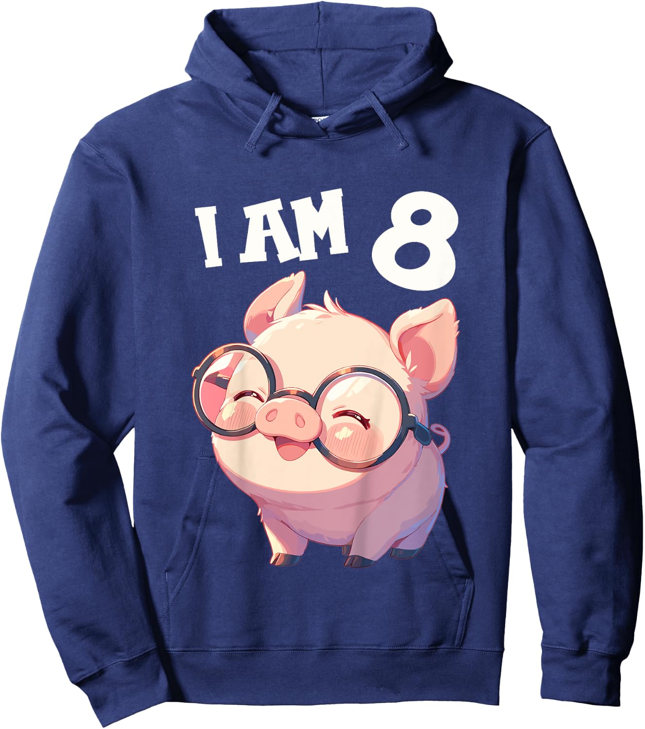 Kids 8 Years old 8 birthday Pigs Boy Girl Pig Hoodie - Hoodie | Navy