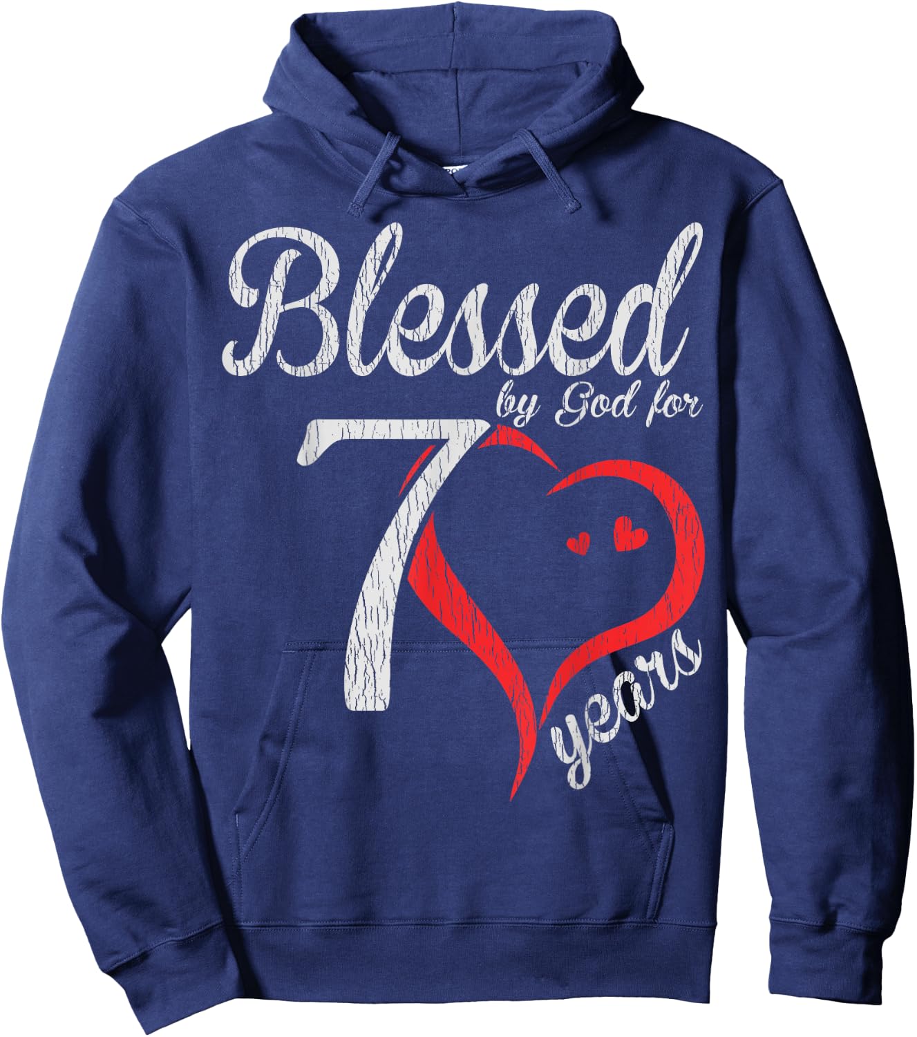 Vintage 70th Birthday Blessed By God, Happy Birthday Gift Hoodie - Hoodie | Navy