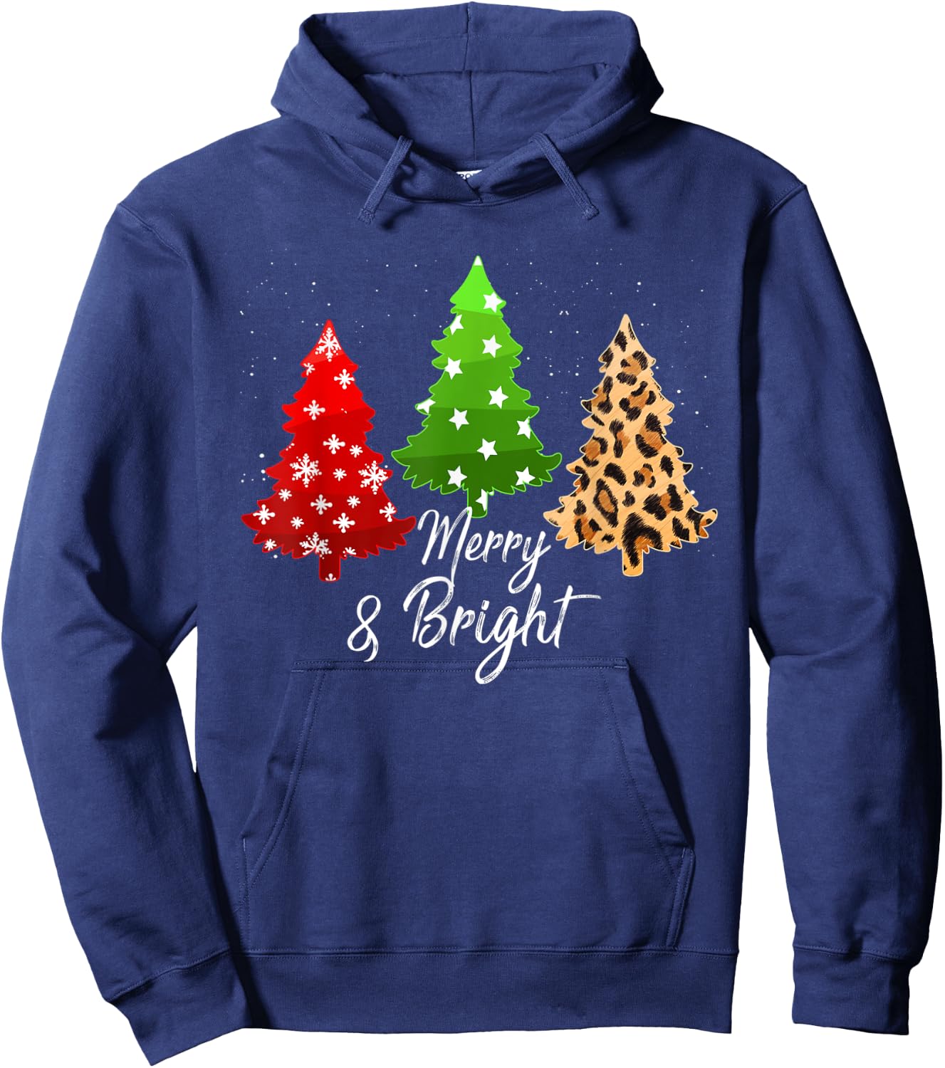 Merry and bright christmas family pajamas matching men women Hoodie - Hoodie | Navy