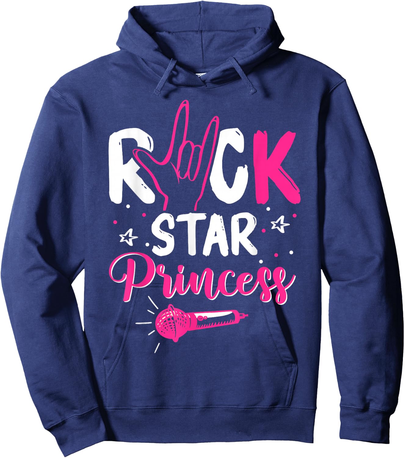 Women's Rockstar Birthday Girl Rock Star Princess Party Music , black Hoodie - Hoodie | Navy
