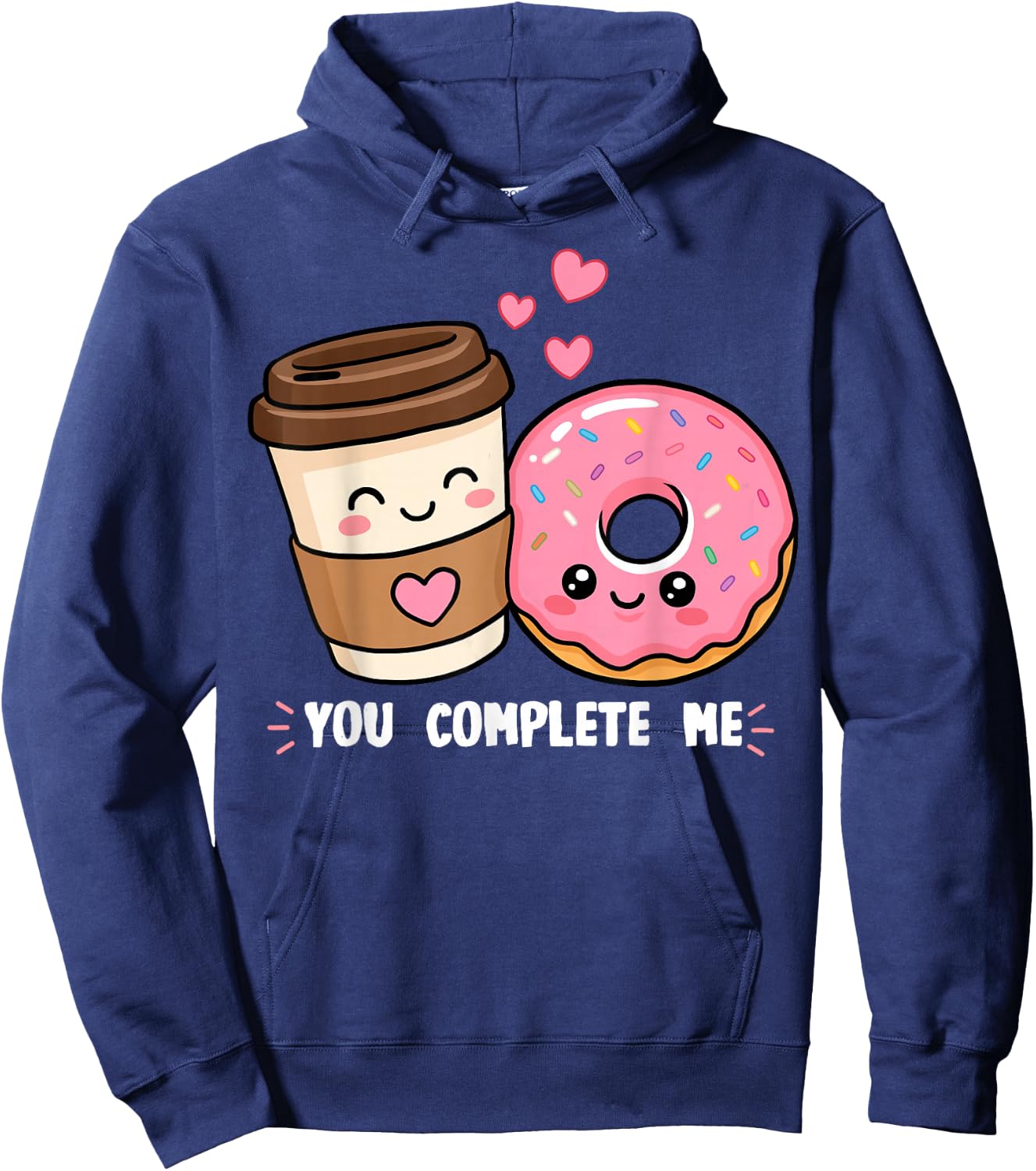 Donut and Coffee You Complete Me Doughnut Food Lover Donuts Hoodie - Hoodie | Navy