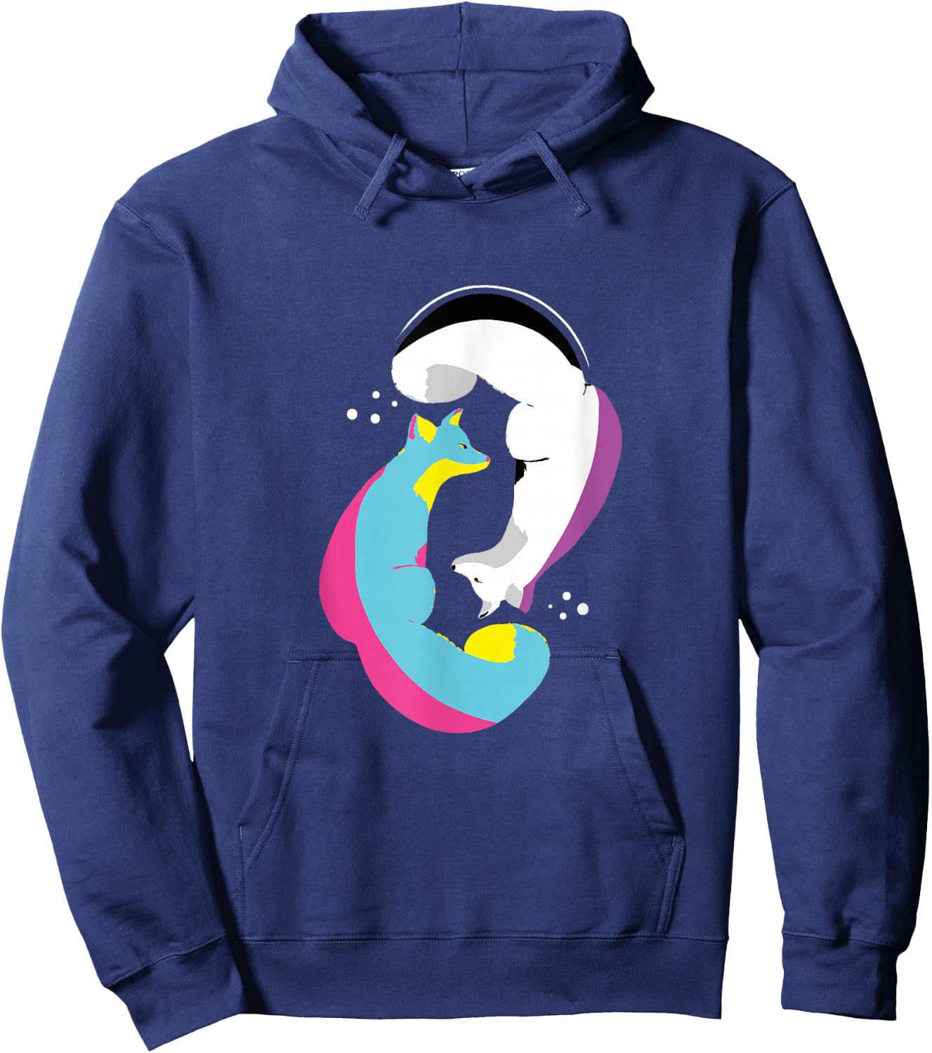 Yin Yang Foxes Panromantic Demisexuality Demipansexual Flag Hoodie - Hoodie | Navy