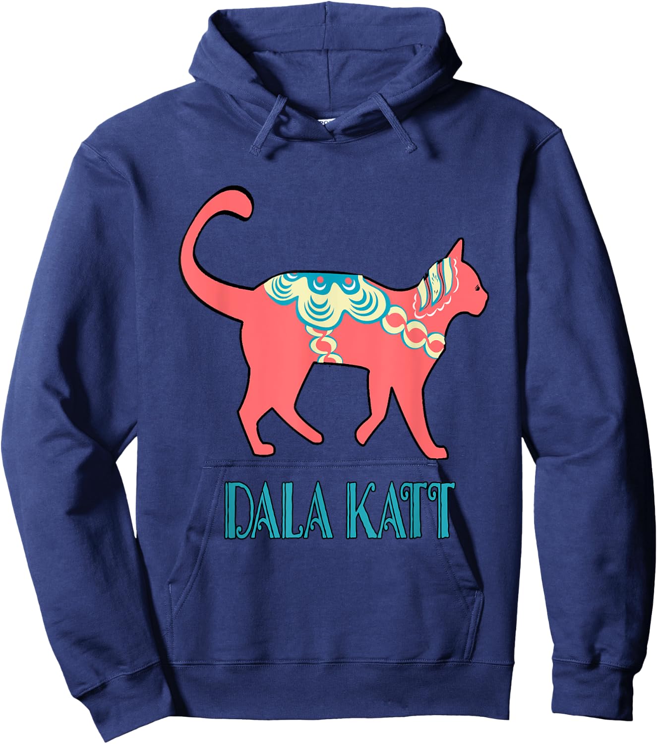 Swedish Dala Cat Dalecarlian Horse Kitty Katt Cat Nordic Hoodie - Hoodie | Navy