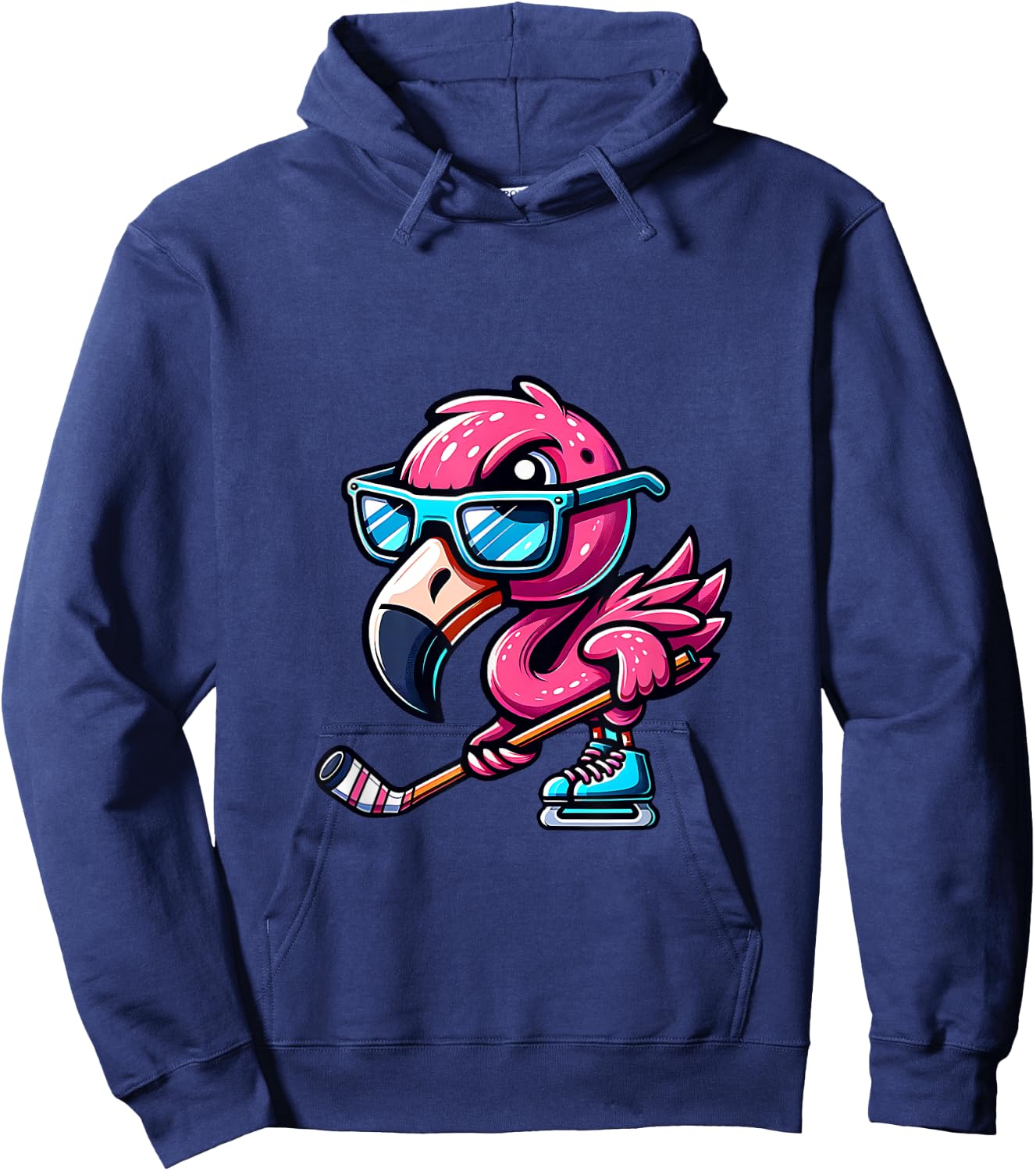 Cool Ice Hockey Flamingo With Attitude Hoodie - Hoodie | Navy