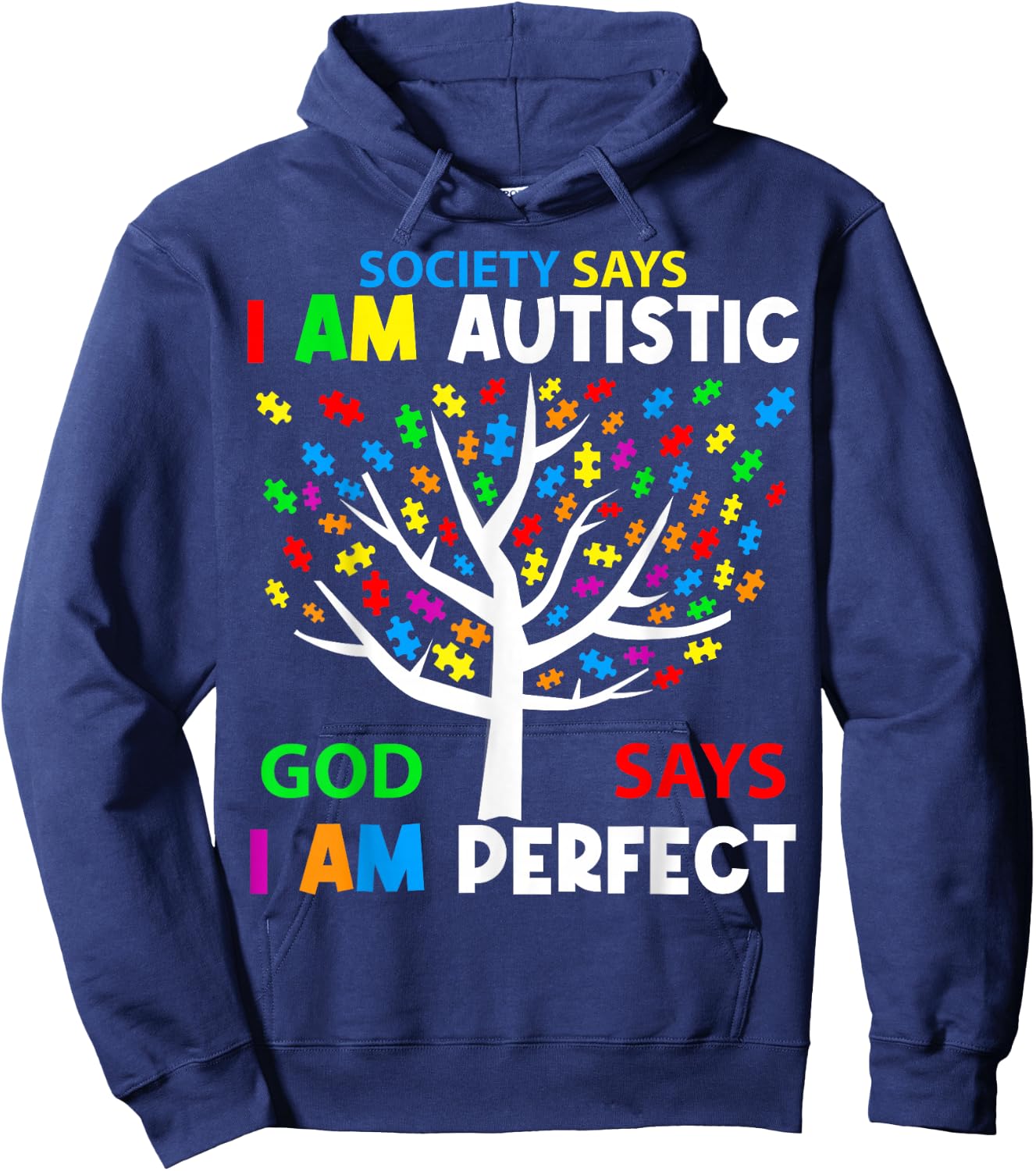 Die Gesellschaft sagt, ich bin autistisch Gott sagt, ich bin perfekte Autismus-Kinder Hoodie - Hoodie | Navy
