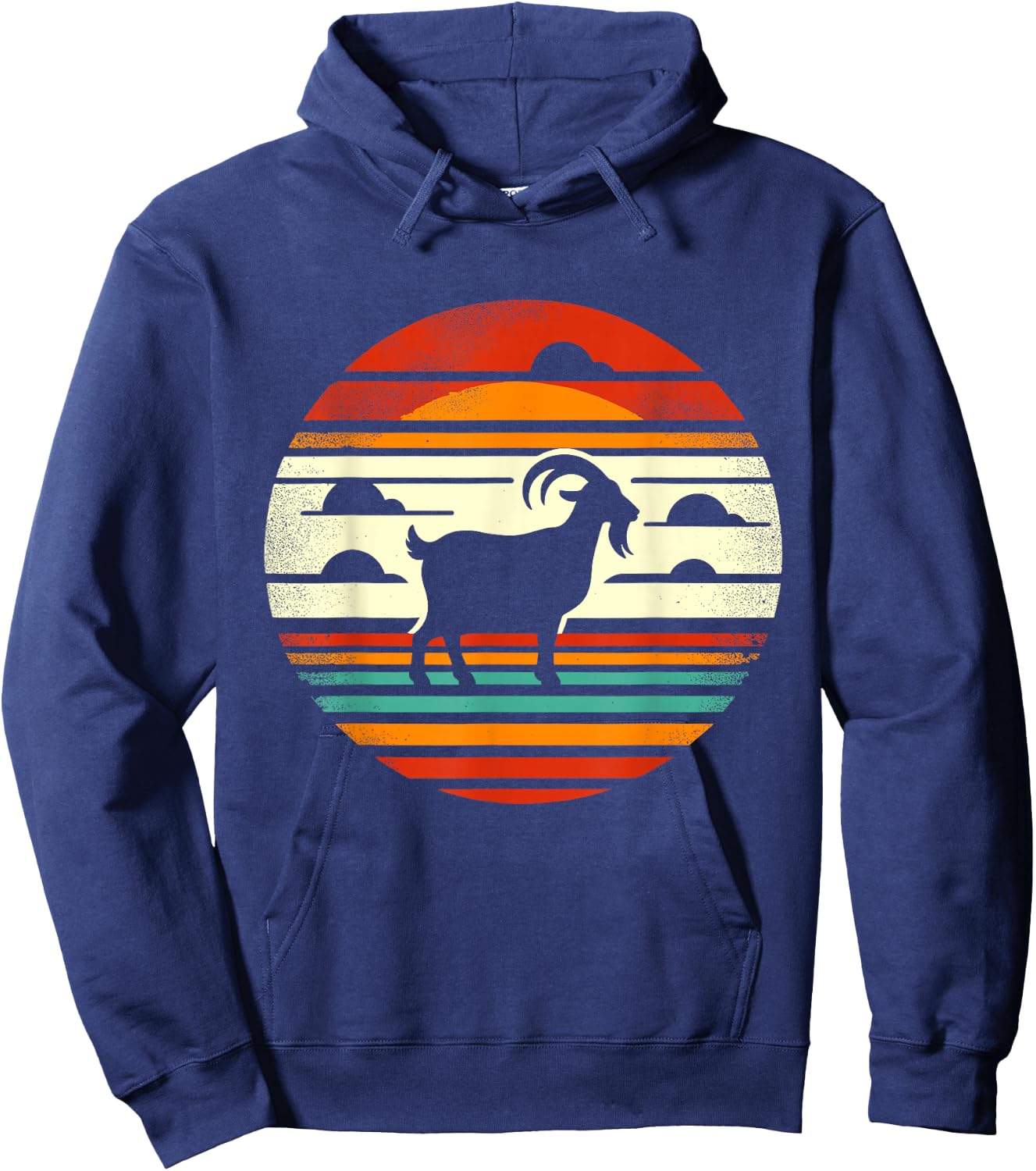Retro Sunset Goat Hoodie - Hoodie | Navy