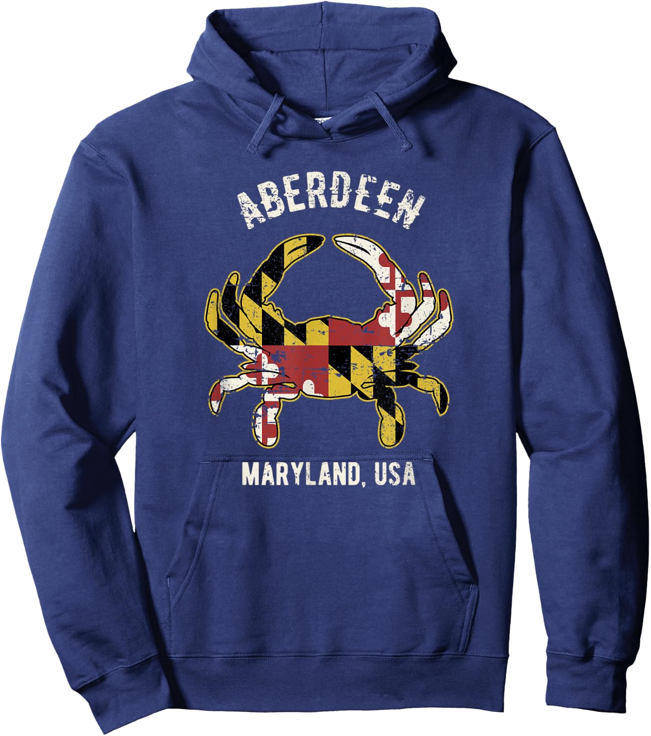 Aberdeen Maryland USA Crab Vintage Distressed Style Design Hoodie - Hoodie | Navy