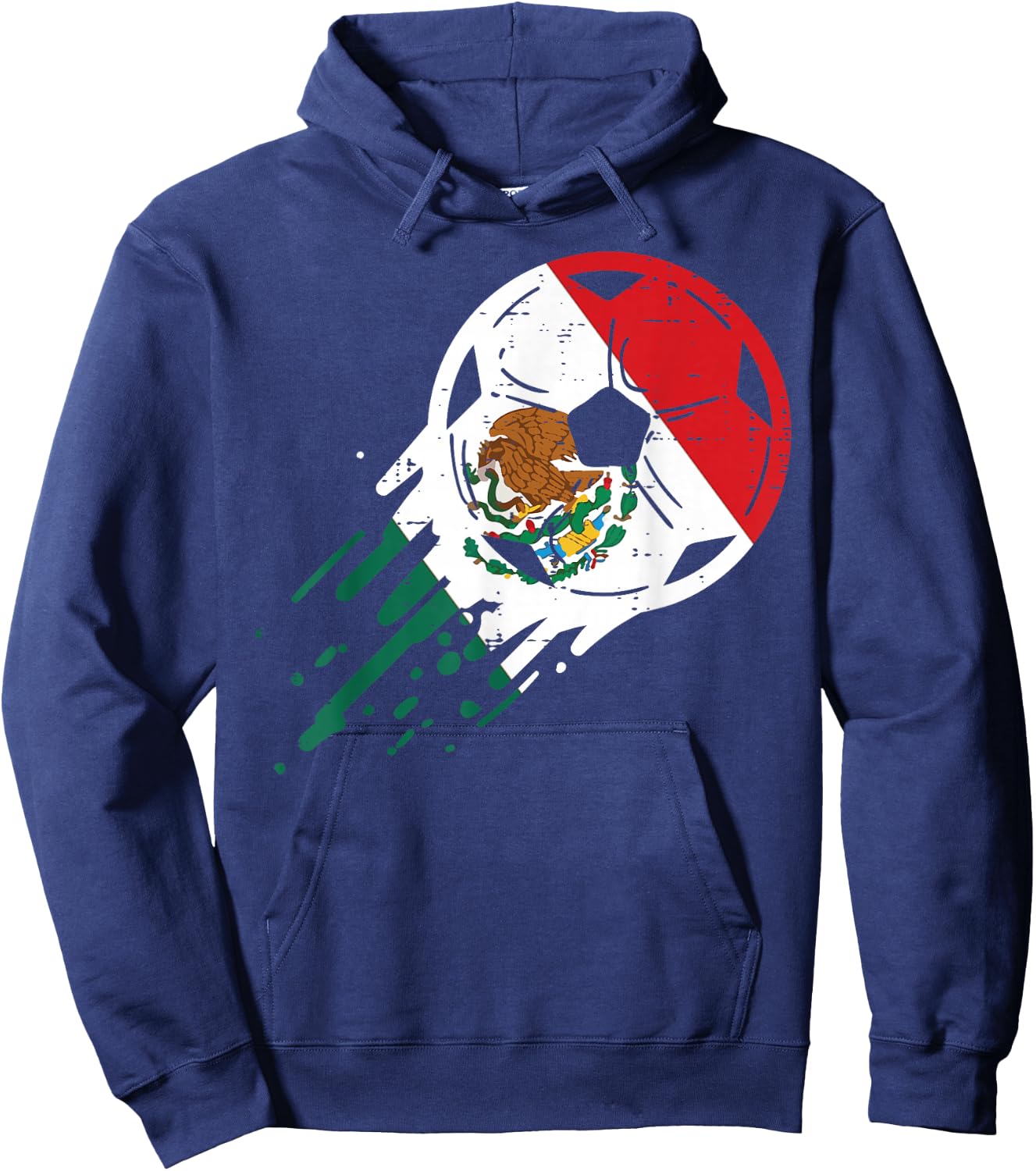 Mexico Flag Soccer Ball Mexican Football Fan Men Women Kids Hoodie - Hoodie | Navy