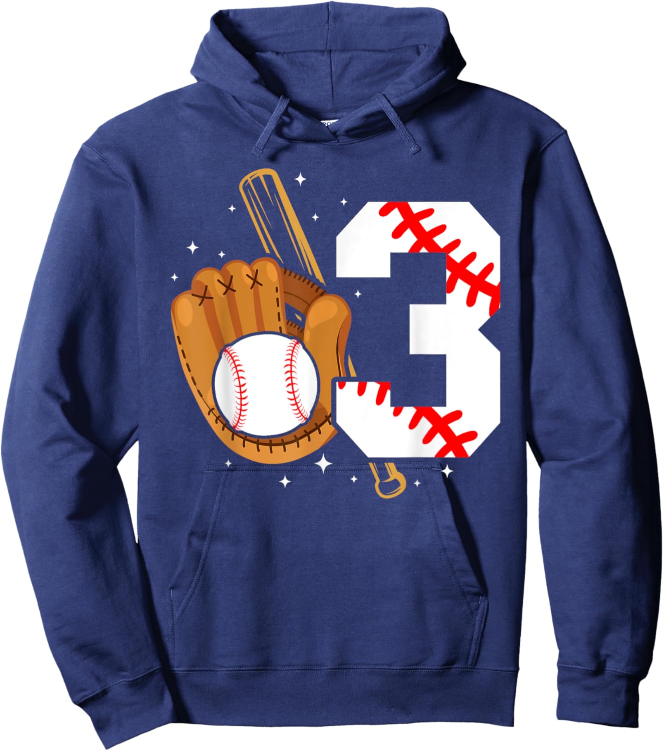 3rd Birthday Baseball Boy Three Year Old Baseball Player Hoodie - Hoodie | Navy
