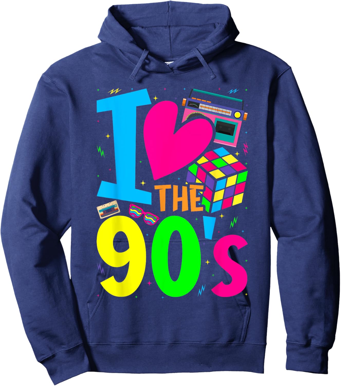 I Love The 90s Clothes and Men Party Funny Hoodie - Hoodie | Navy