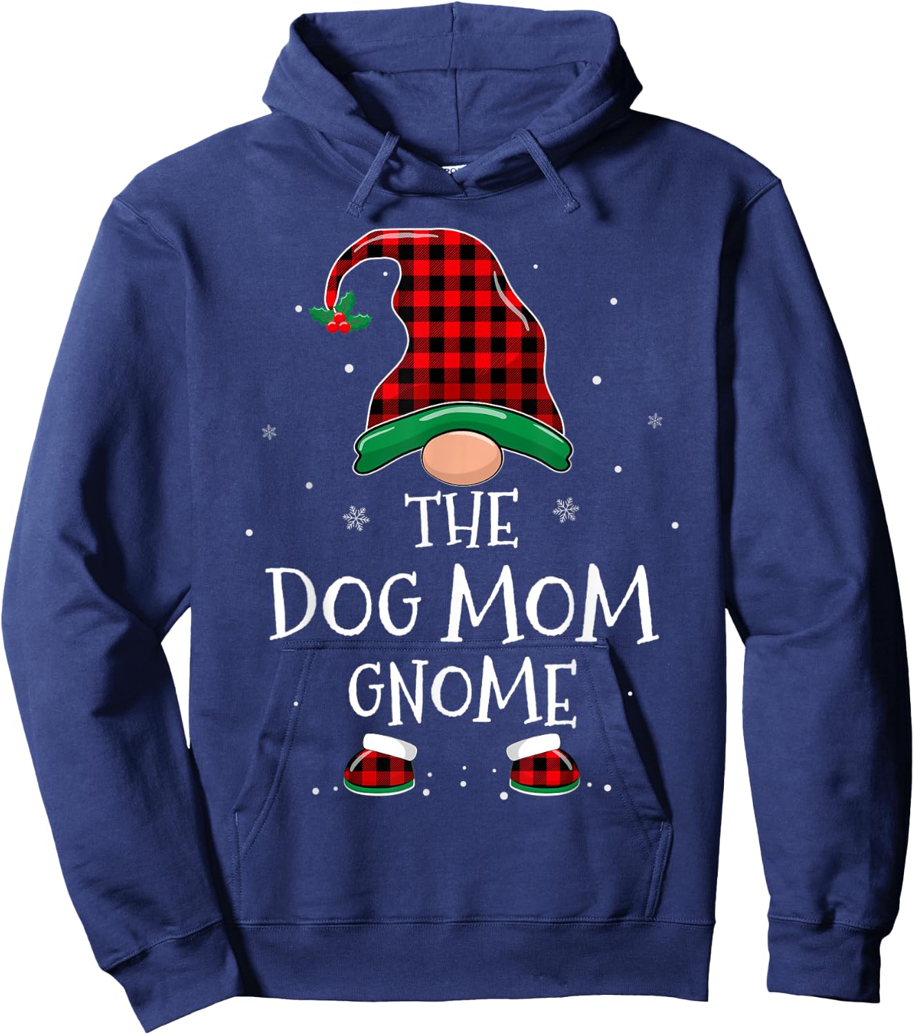 Dog Mom Gnome Xmas Family Matching Plaid Christmas Gnomes Hoodie - Hoodie | Navy