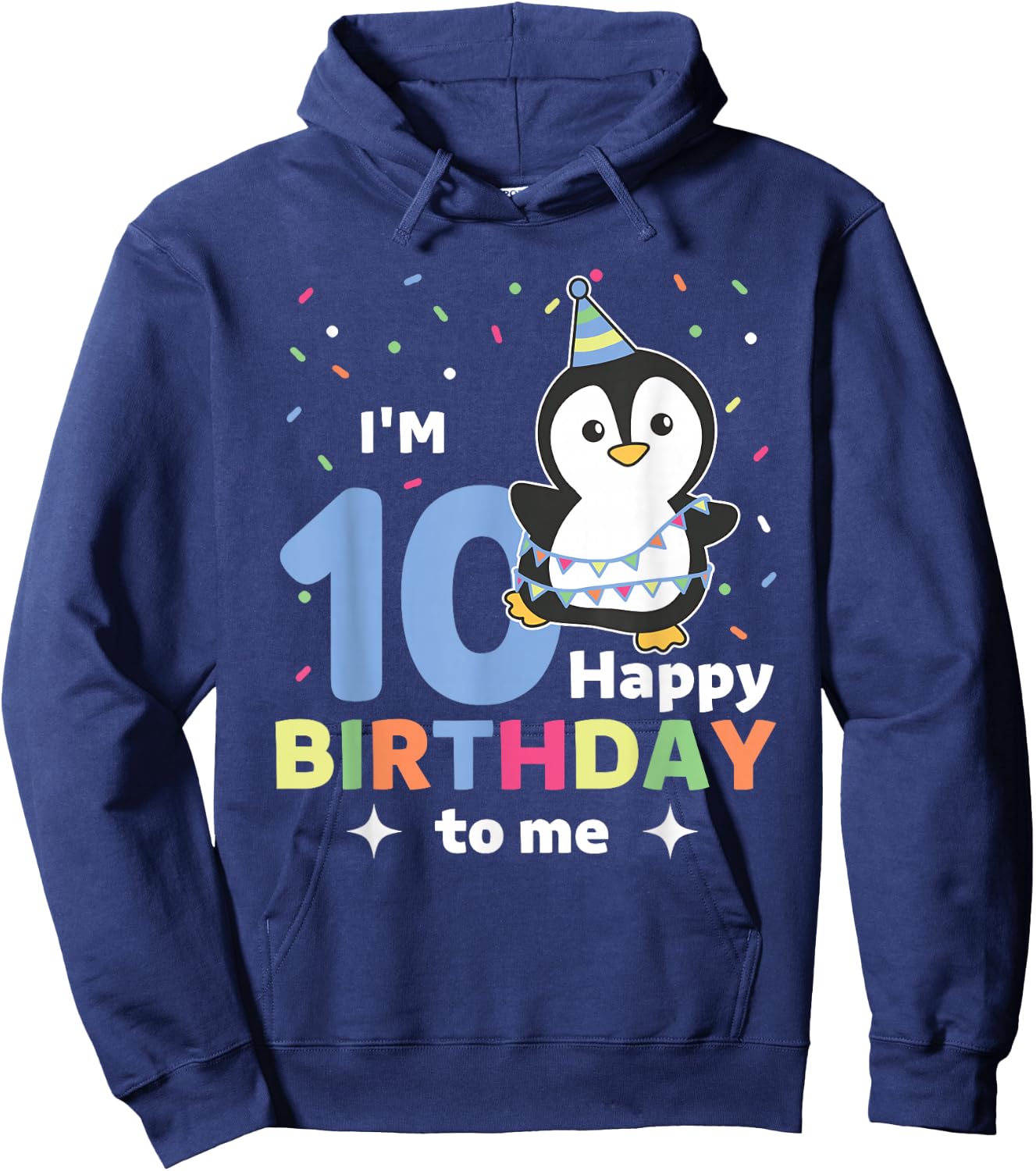 10th Birthday Penguin for Kids Ten Years Old Penguin Hoodie - Hoodie | Navy