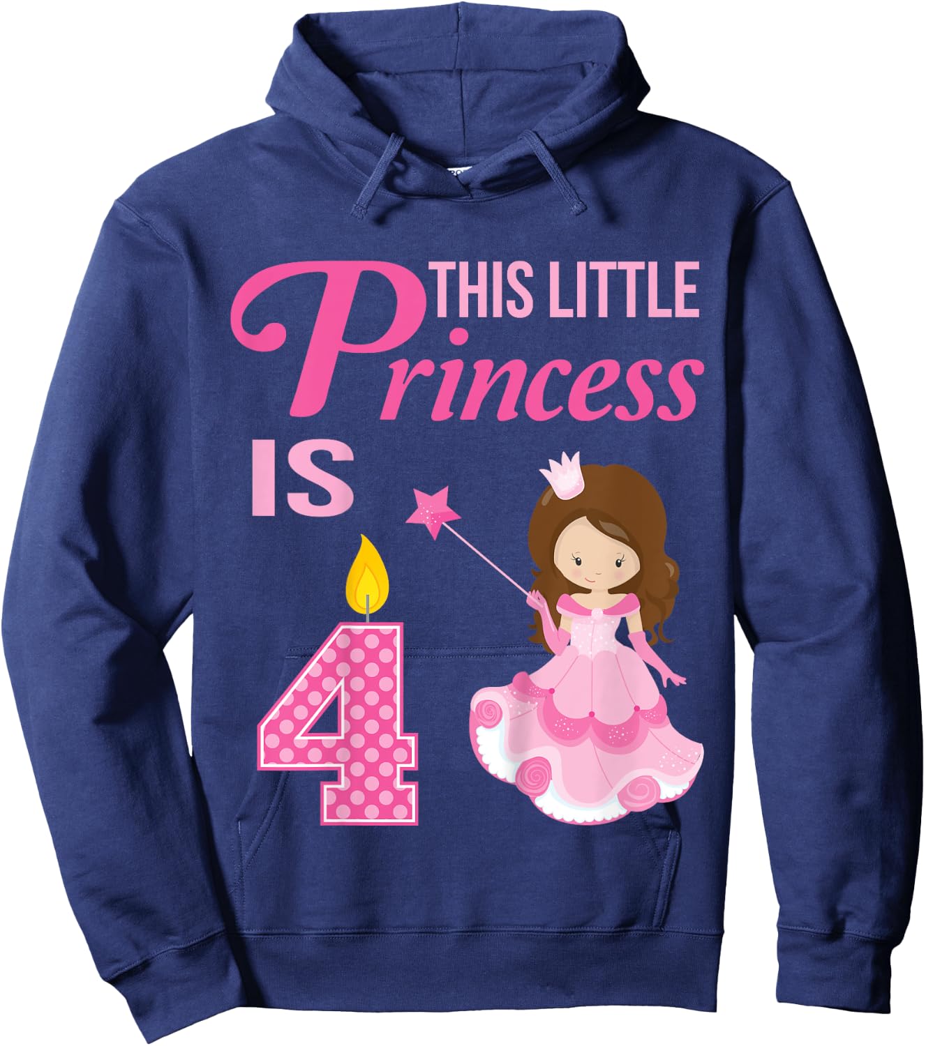 4th Birthday Girls Princess 4 Year Old Fairy Tale Hoodie - Hoodie | Navy