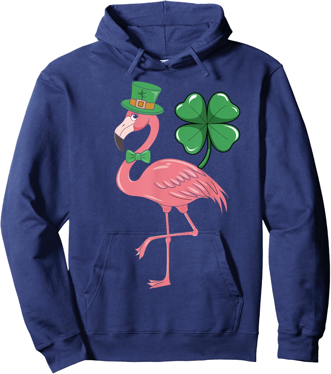 St. Patrick’s Day Flamingo Leprechaun Hat Shamrock Men Women Hoodie - Hoodie | Navy