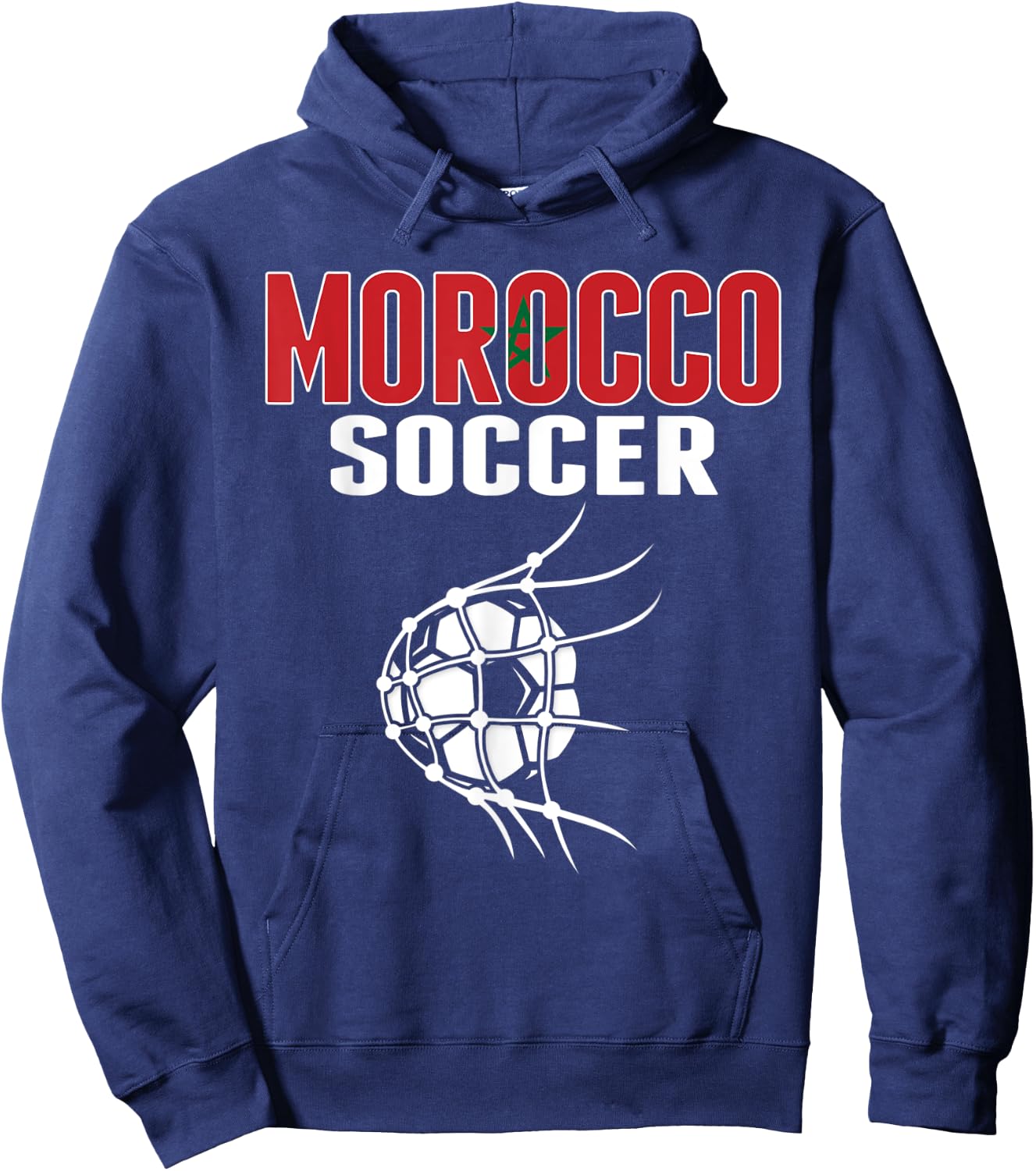 Morocco Soccer Ball In Net - Moroccan Football Supporters Hoodie - Hoodie | Navy