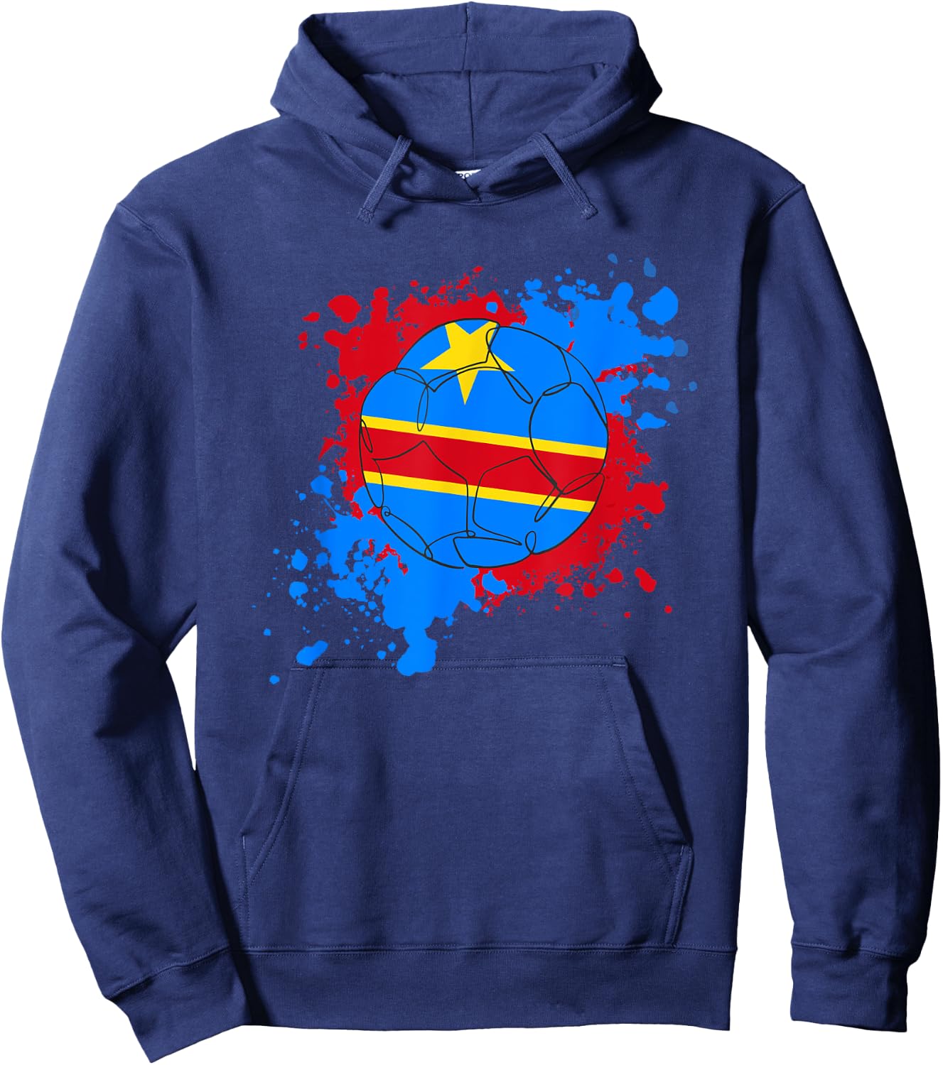 Soccer Ball With The Flag Of DR Congo Hoodie - Hoodie | Navy