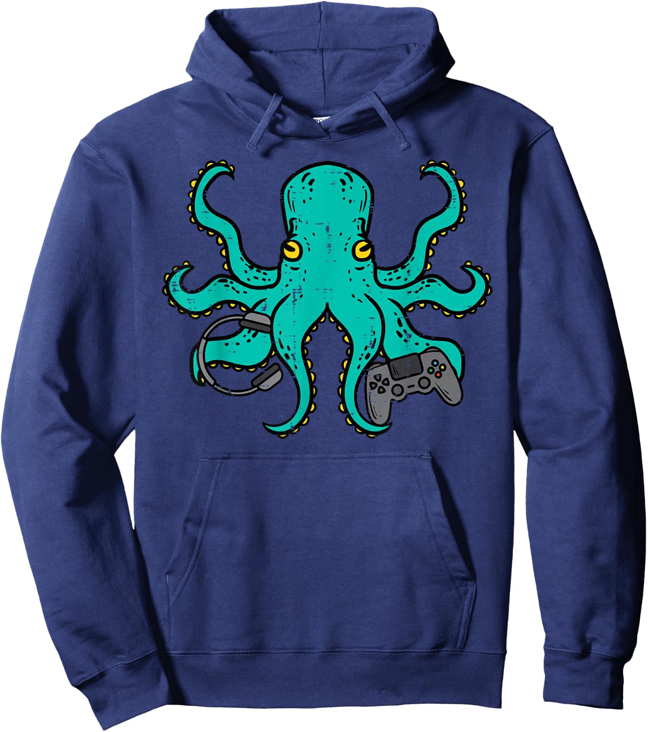 Gamer Shirts Video Games Boys Men Girls Kids Gift Octopus Gamer Funny Gaming -Multiaged Black Short Sleeve Size Small Hoodie - Hoodie | Navy