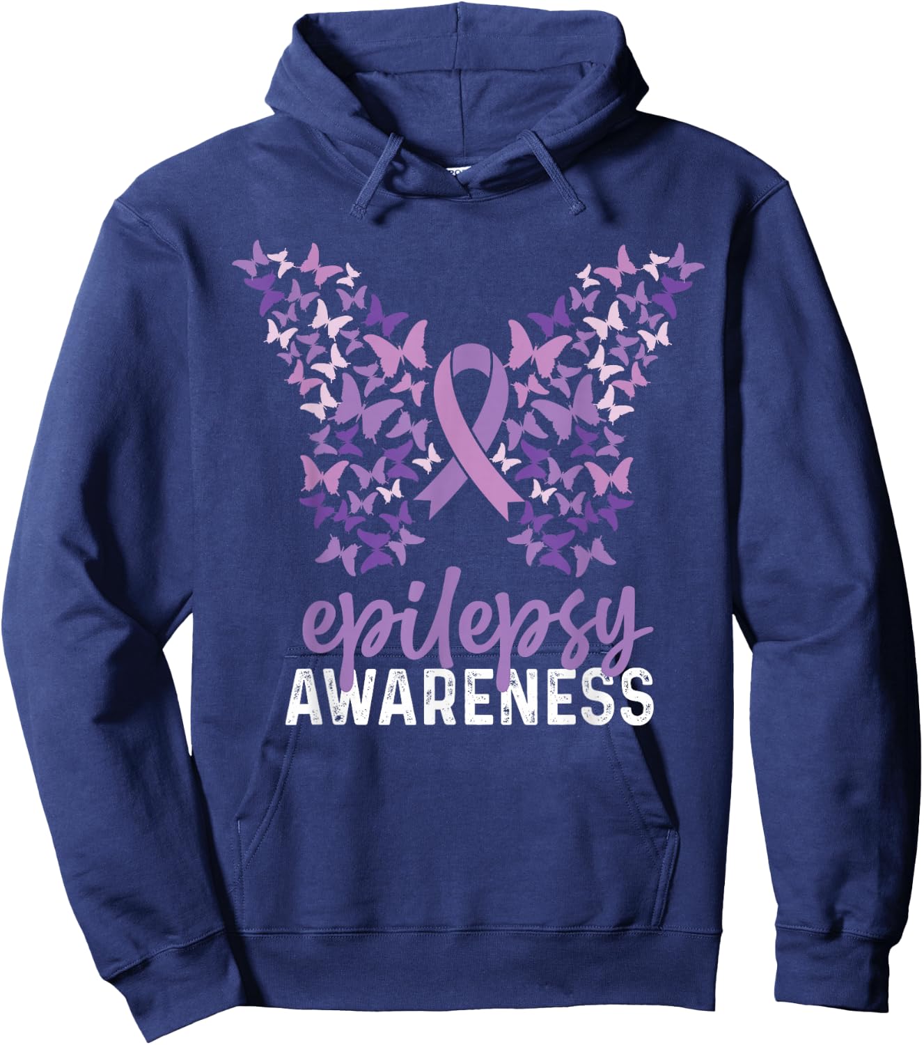 Epilepsy Awareness Butterfly Ribbon Hoodie - Hoodie | Navy