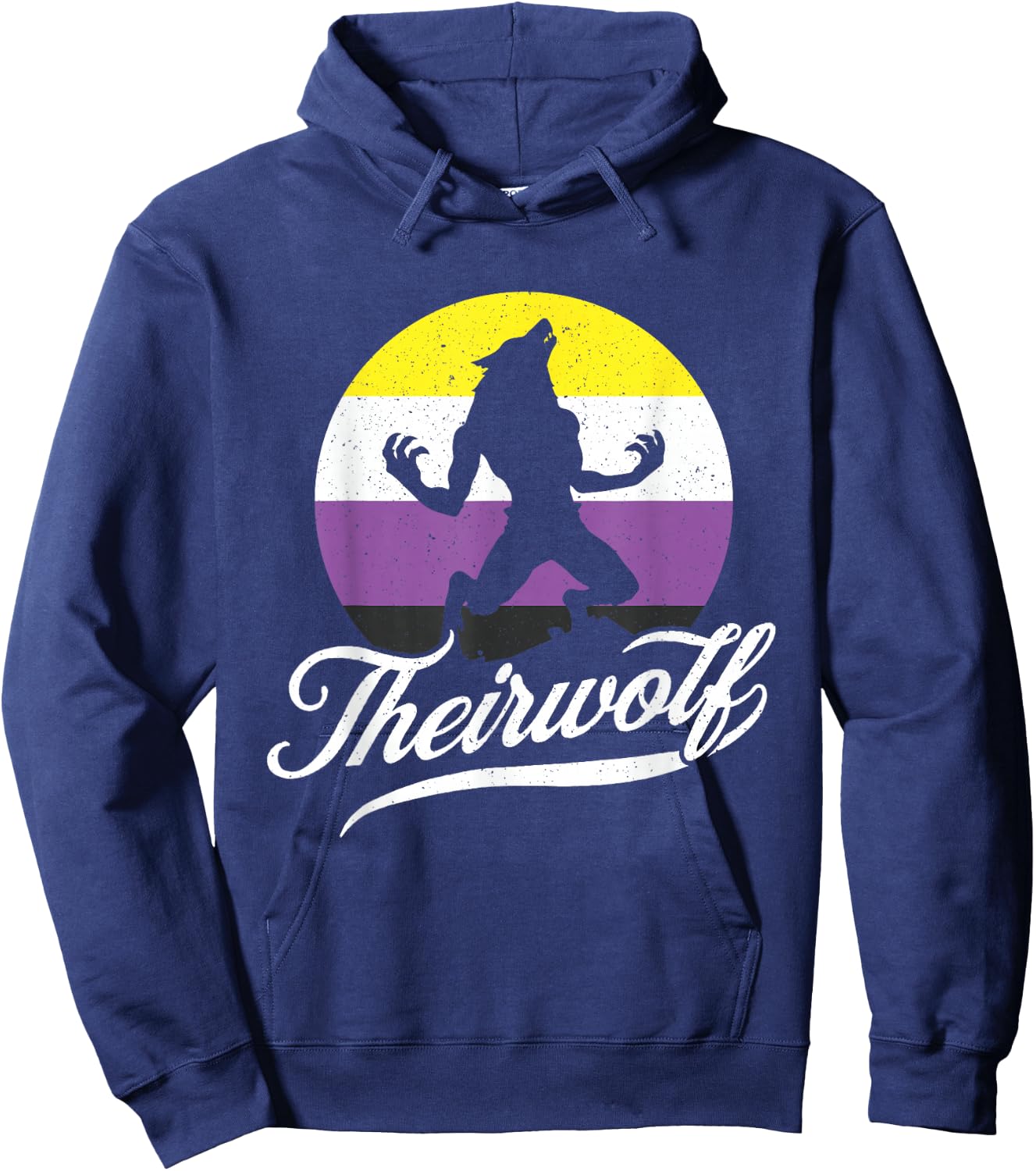 Theirwolf Non Binary Pride Nonbinary NB Enby Flagge LGBTQIA+ Hoodie - Hoodie | Navy