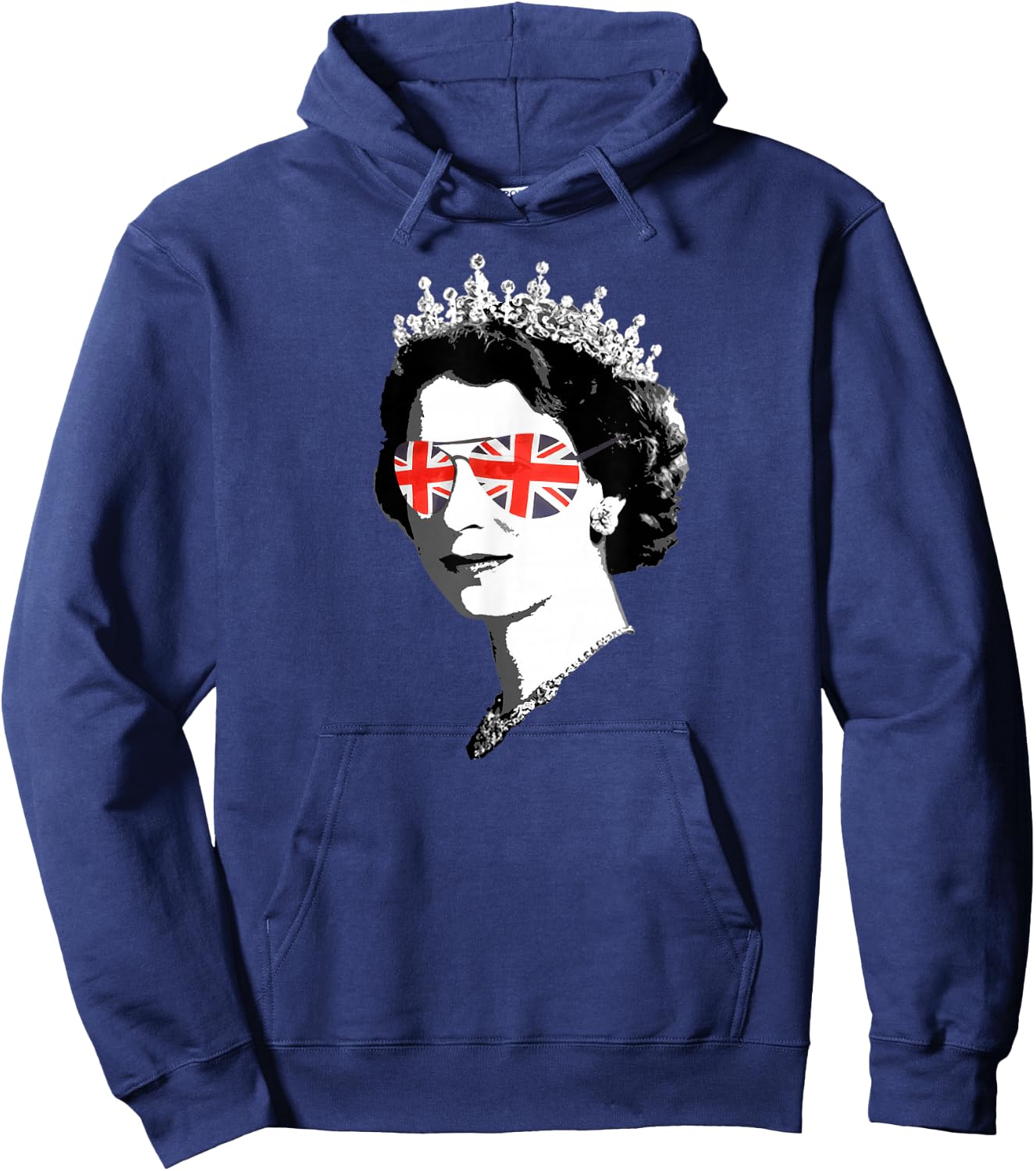Queen Elizabeth II - British Sunglasses Meme , Black Hoodie - Hoodie | Navy