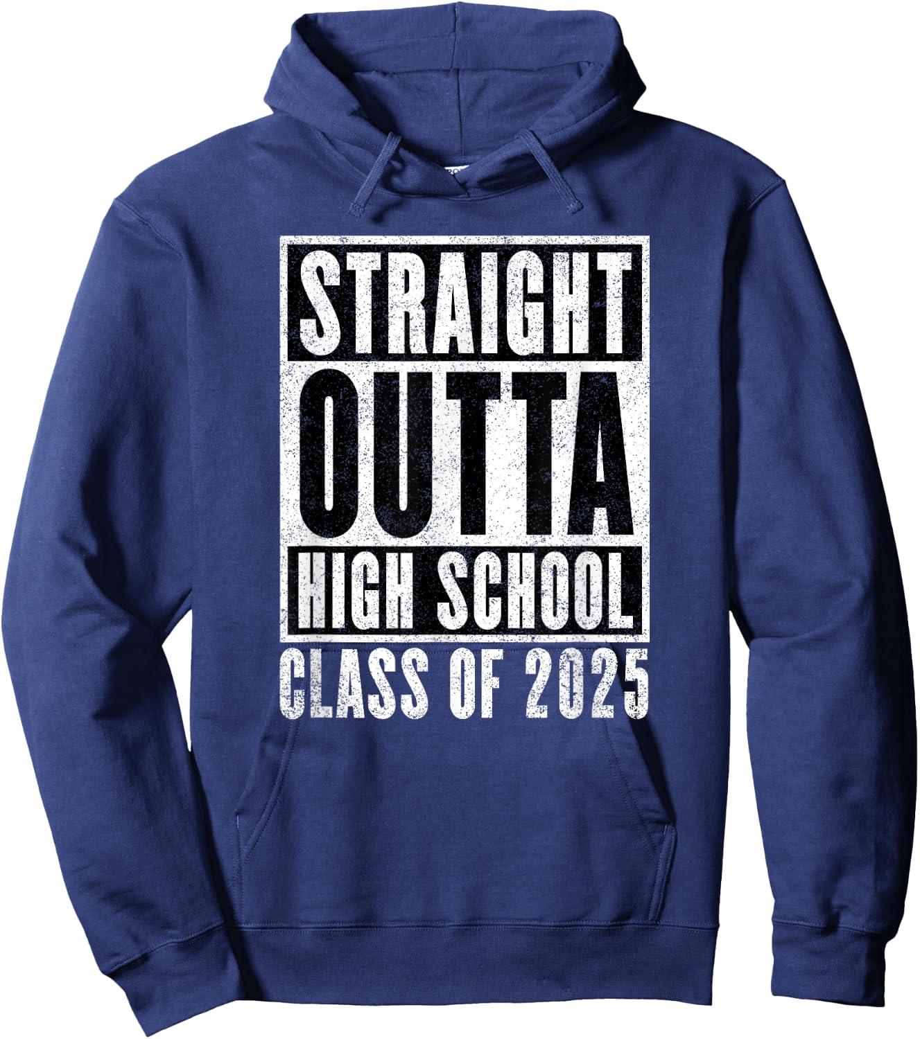 Straight Outta High School Class of 2025 Distressed Version Hoodie - Hoodie | Navy