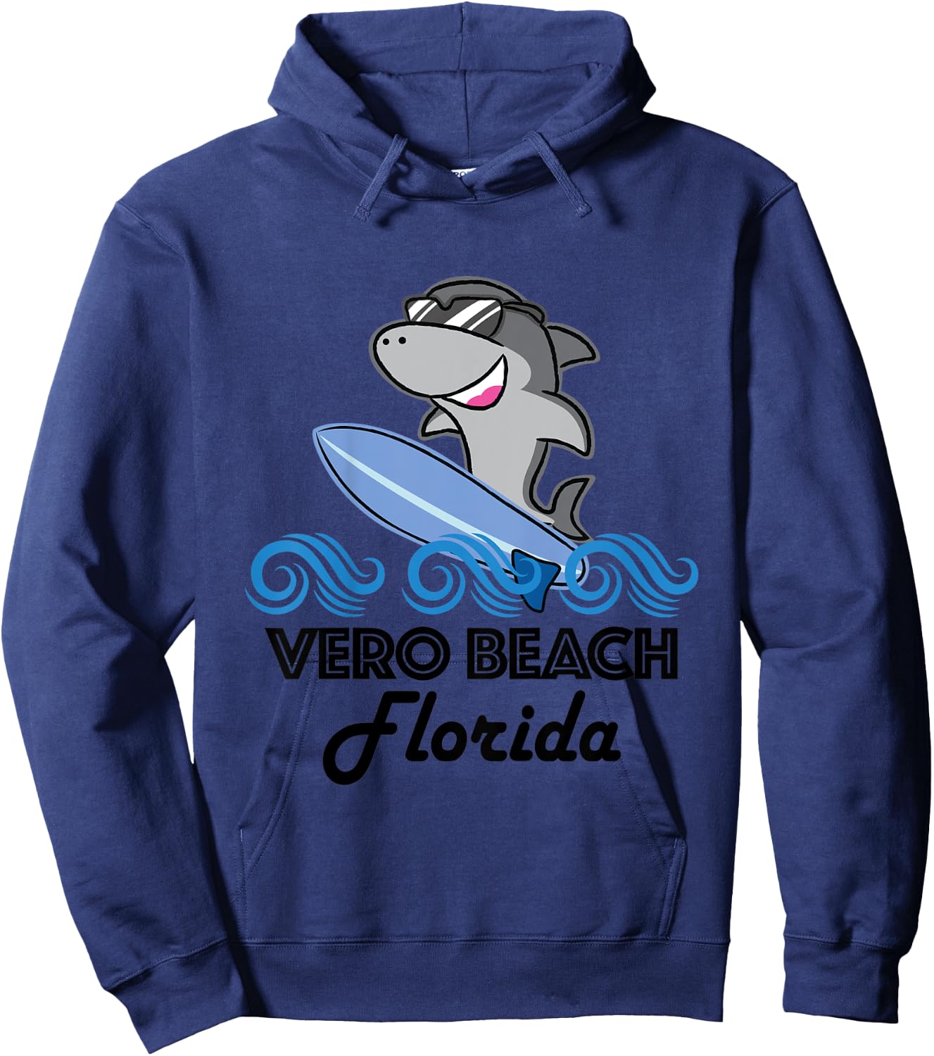 Kids Vero Beach Florida Funny Shark Hoodie - Hoodie | Navy