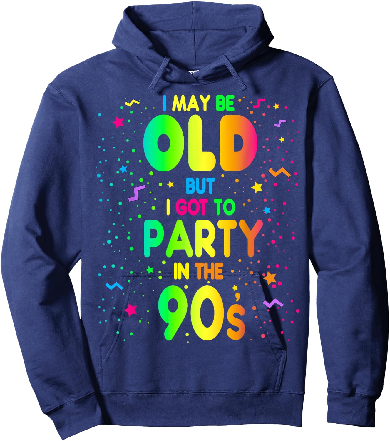 90s Design , Rave Outfit and 1990s Costume , Black Hoodie - Hoodie | Navy