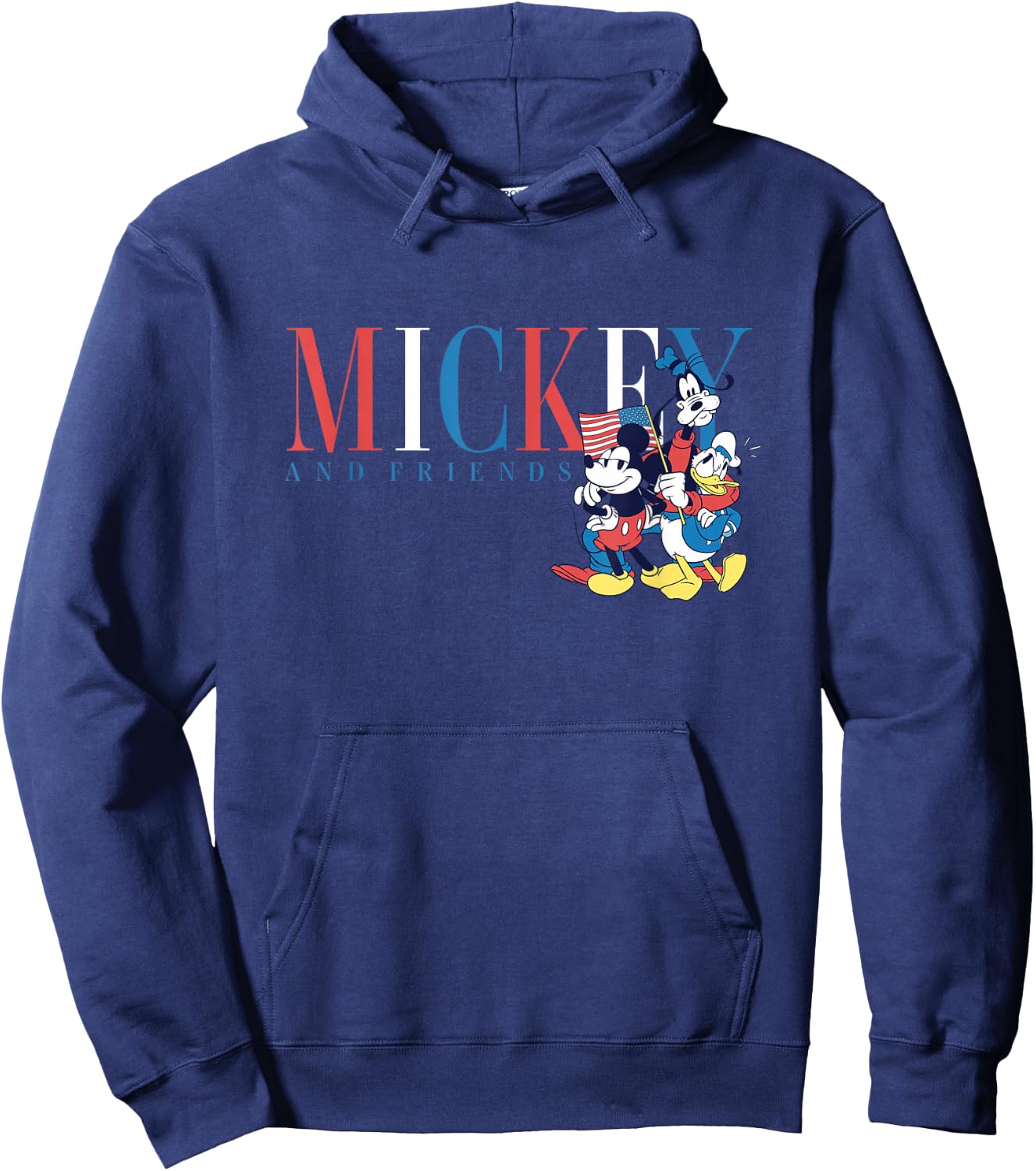 Disney Mickey And Friends 4th Of July American Flag Crew Hoodie - Hoodie | Navy