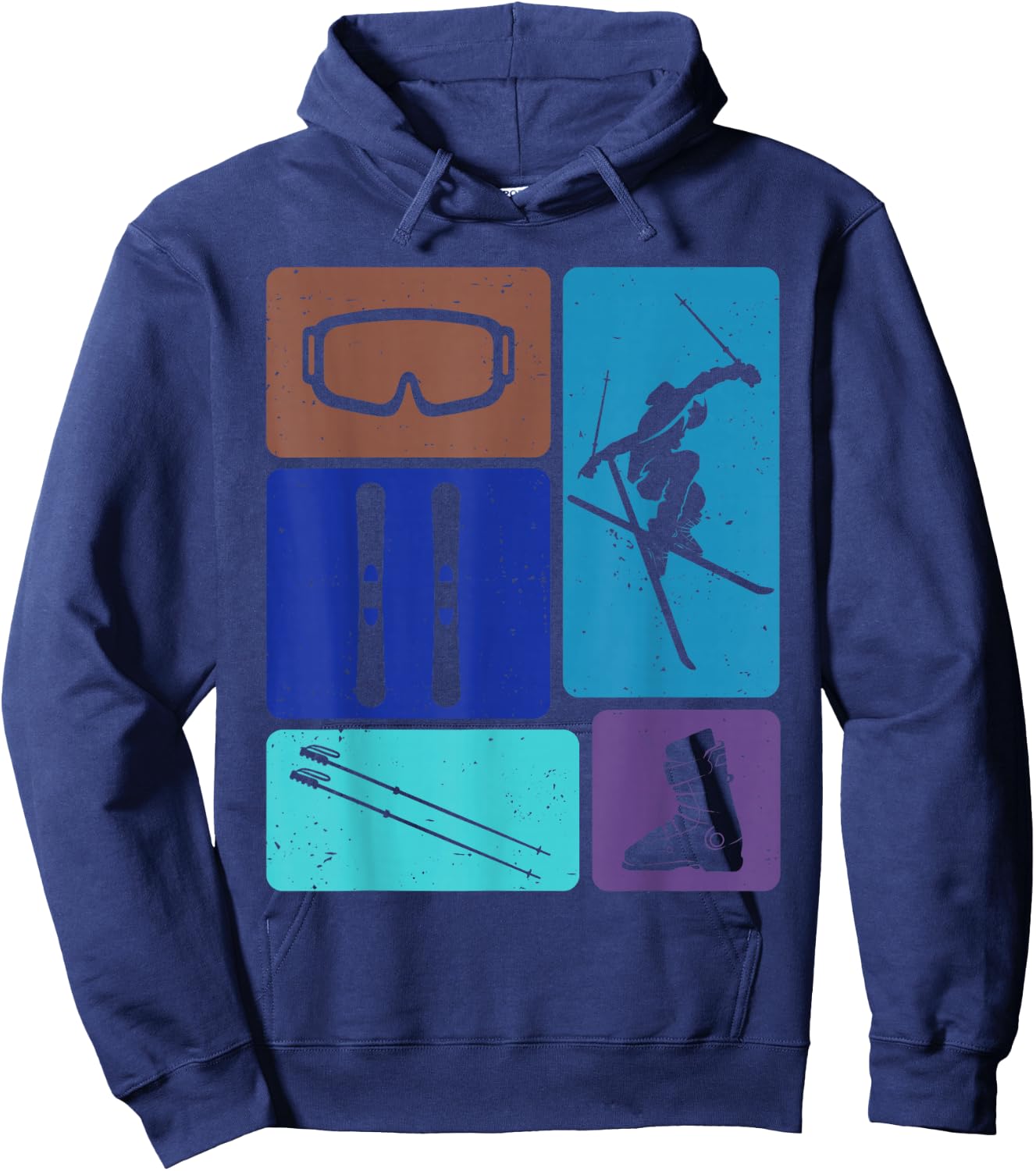 Funny Skiing Ski Snow Adventure Winter Sports Lovers Outfit Hoodie - Hoodie | Navy