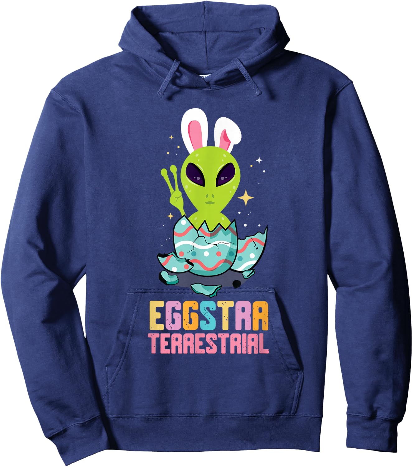 Eggstraterrestrial Easter Bunny Alien Believer Easter Eggs Hoodie - Hoodie | Navy