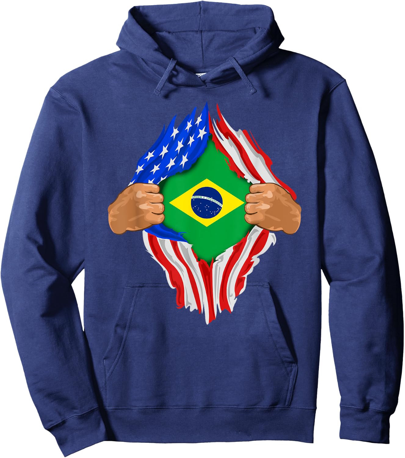 Brazilian Blood Inside Me | Brazil Flag Gift Hoodie - Hoodie | Navy