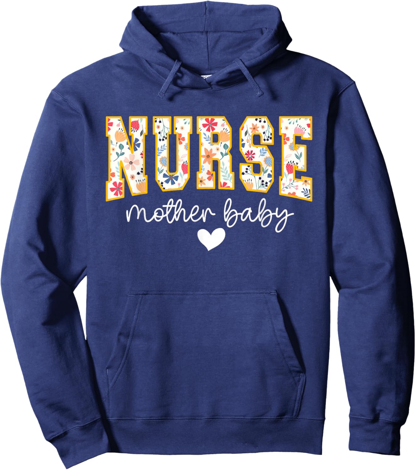 Wildflower Mother Baby Nurse Mother Baby Crew Floral Nurse Hoodie - Hoodie | Navy