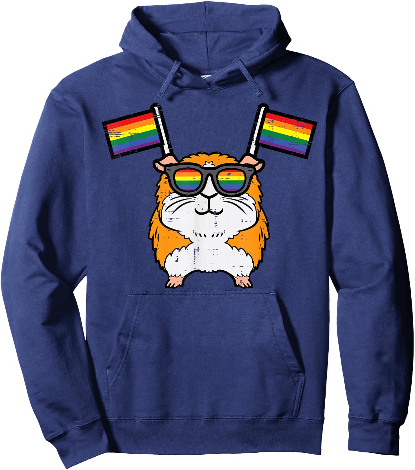 Gay Guinea Pig Rainbow Flag LGBT Pride Month Men Women Kids Hoodie - Hoodie | Navy