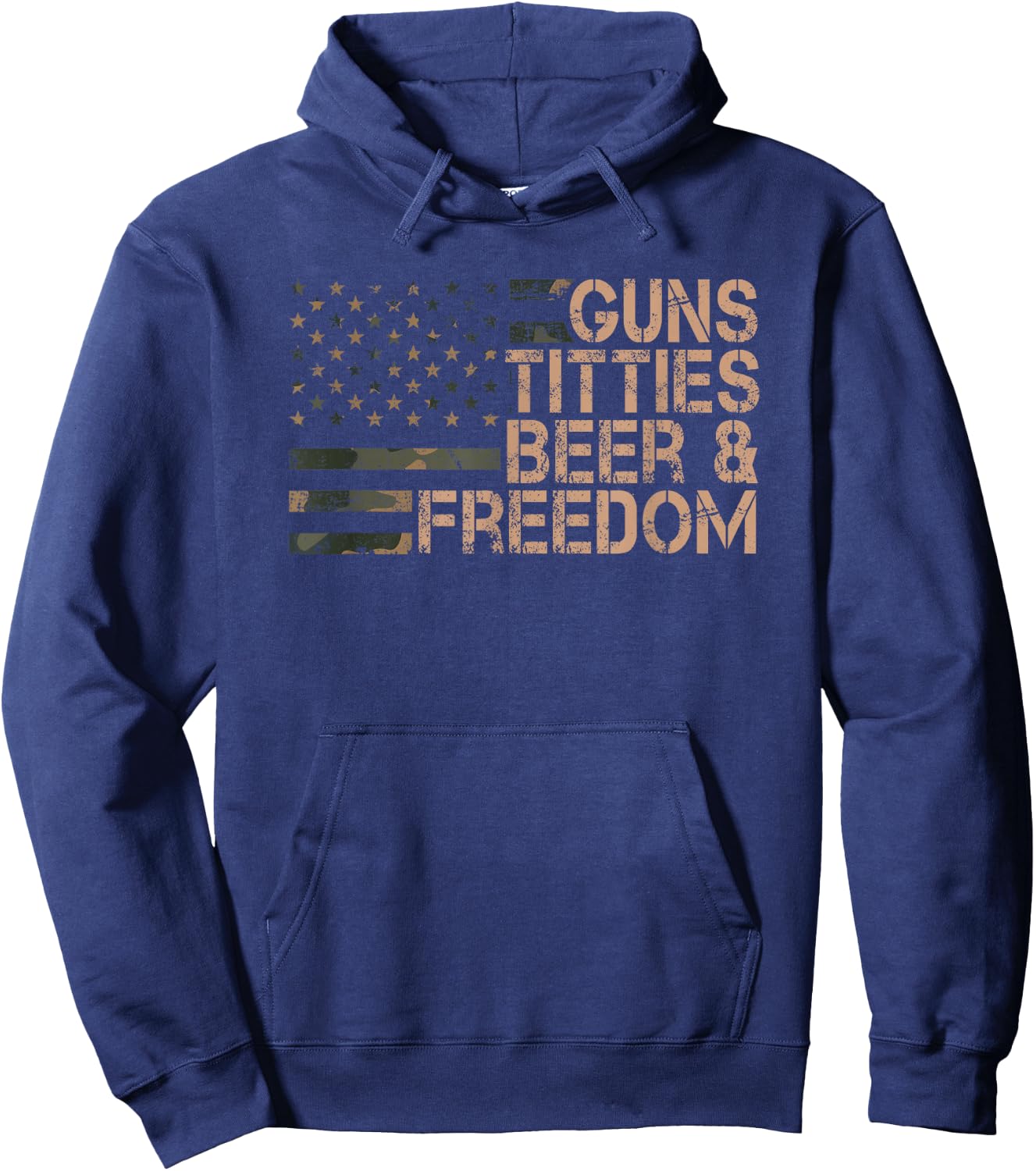 Guns Titties Beer & Freedom - Funny Men's Flag , black Hoodie - Hoodie | Navy
