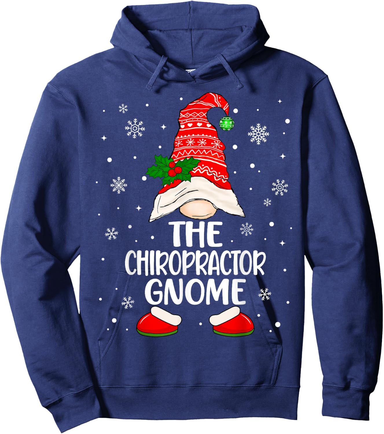 Chiropractor Gnome Funny Chiropractic Christmas Pajama Hoodie - Hoodie | Navy