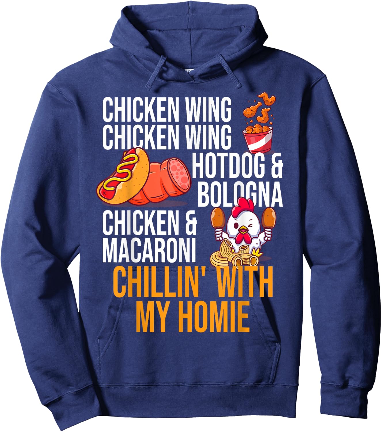 Chicken Wing Chicken Wing Hot Dog And Bologna Men Women Girls Kids Hoodie - Hoodie | Navy