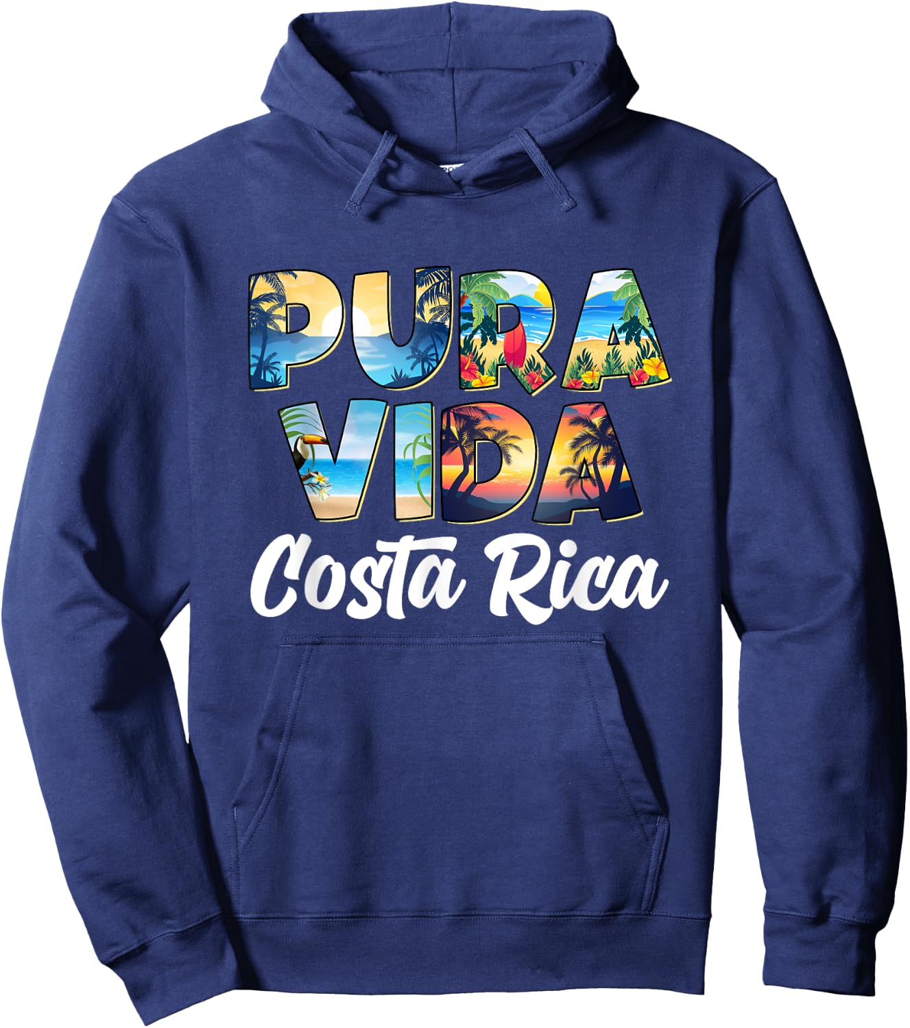 Pura Vida Costa Rica Souvenir - Cool Travel Central America , Black, S Hoodie - Hoodie | Navy