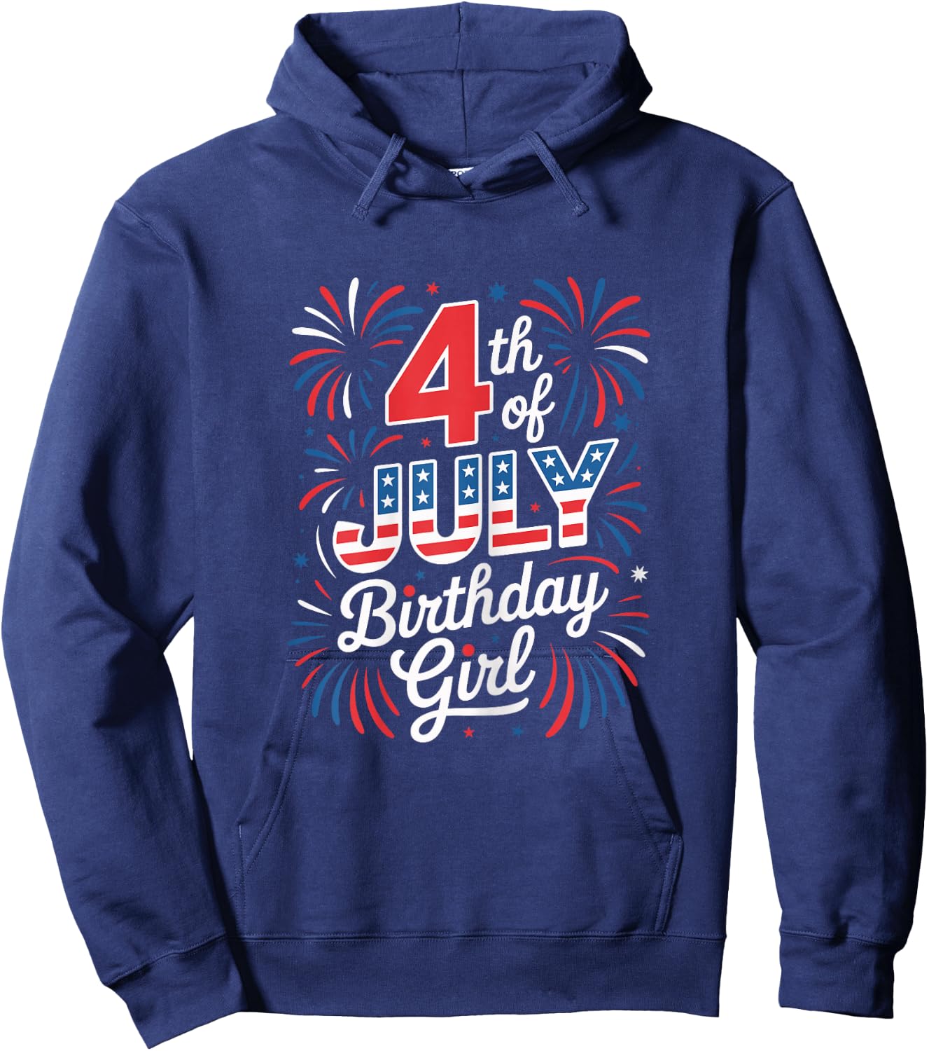 4th of July Birthday Girl Independence Day Celebration Hoodie - Hoodie | Navy