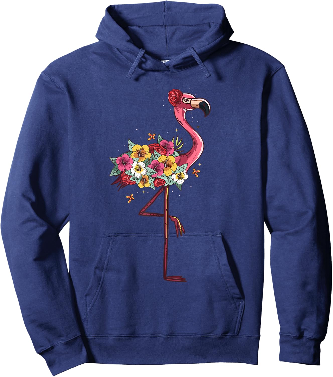 Pink Flamingo Flockers Watercolour Hawaiian Flowers Lover Hoodie - Hoodie | Navy