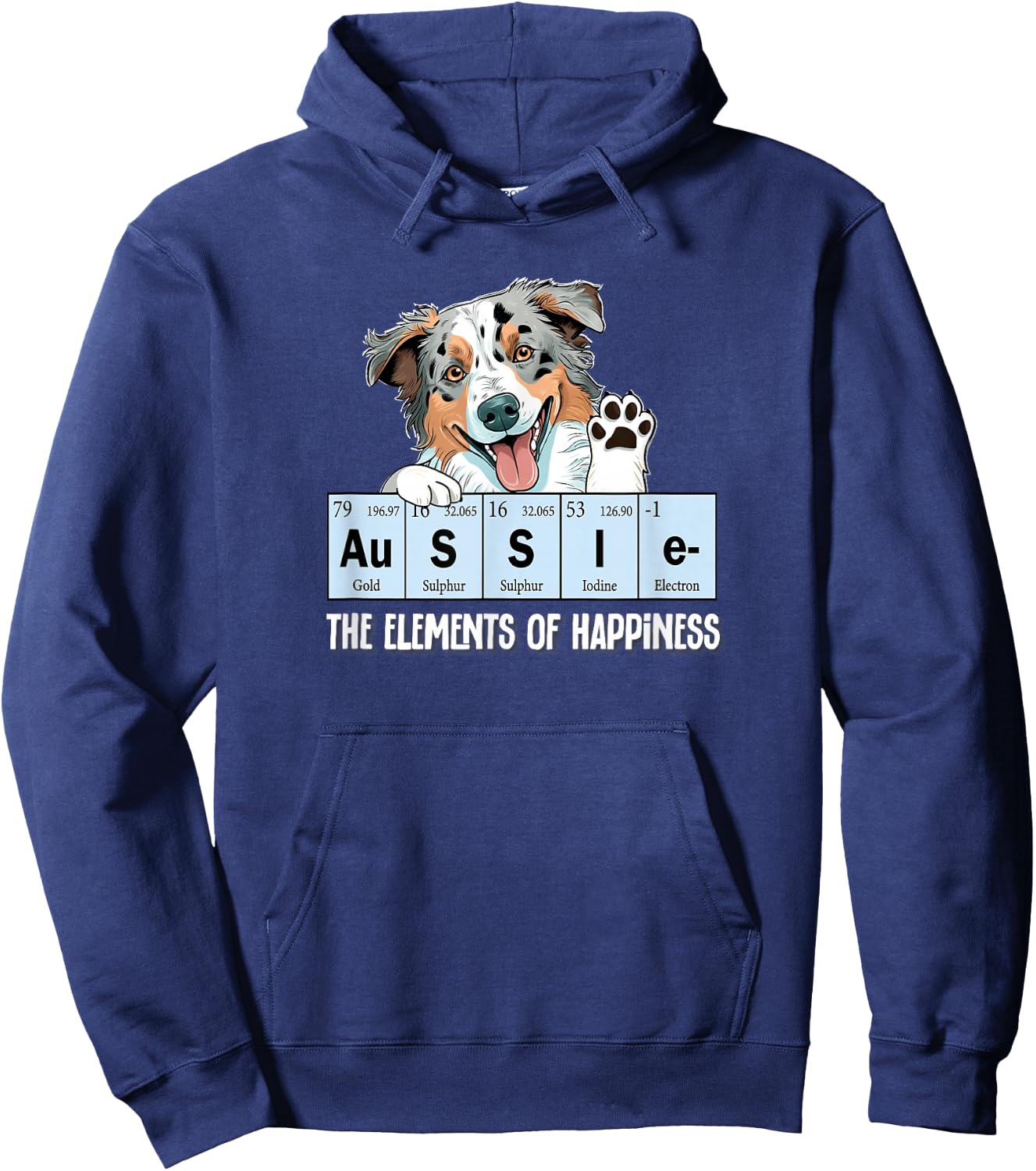 Funny Elements of Happiness Blue Merle Aussie Lover Hoodie - Hoodie | Navy