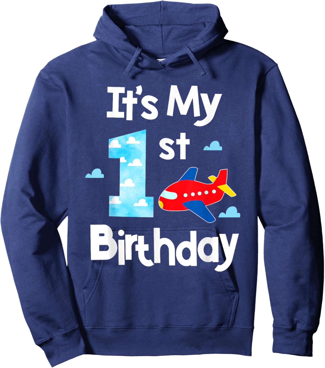 It's My 1st Birthday Airplane Pilot 1 Years Old Boy Girl Hoodie - Hoodie | Navy